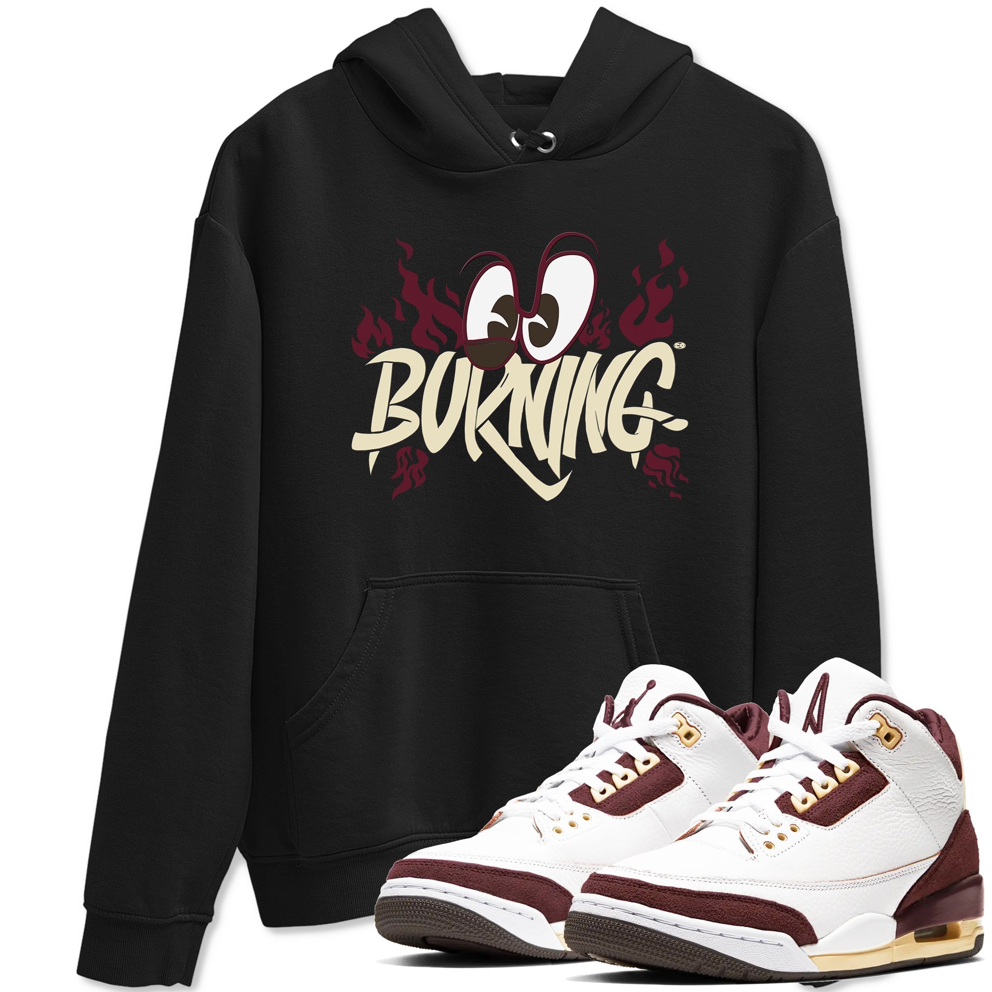 Burning snkmatch Tees - Air Jordan 3 A Ma Maniere x Burgundy Crush