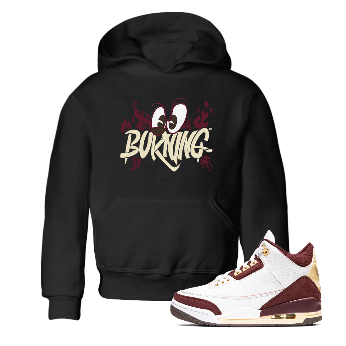 Burning snkmatch Tees Kids - Air Jordan 3 A Ma Maniere x Burgundy Crush