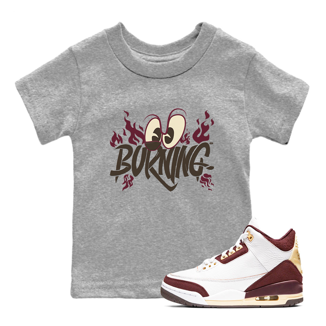 Burning snkmatch Tees Kids - Air Jordan 3 A Ma Maniere x Burgundy Crush