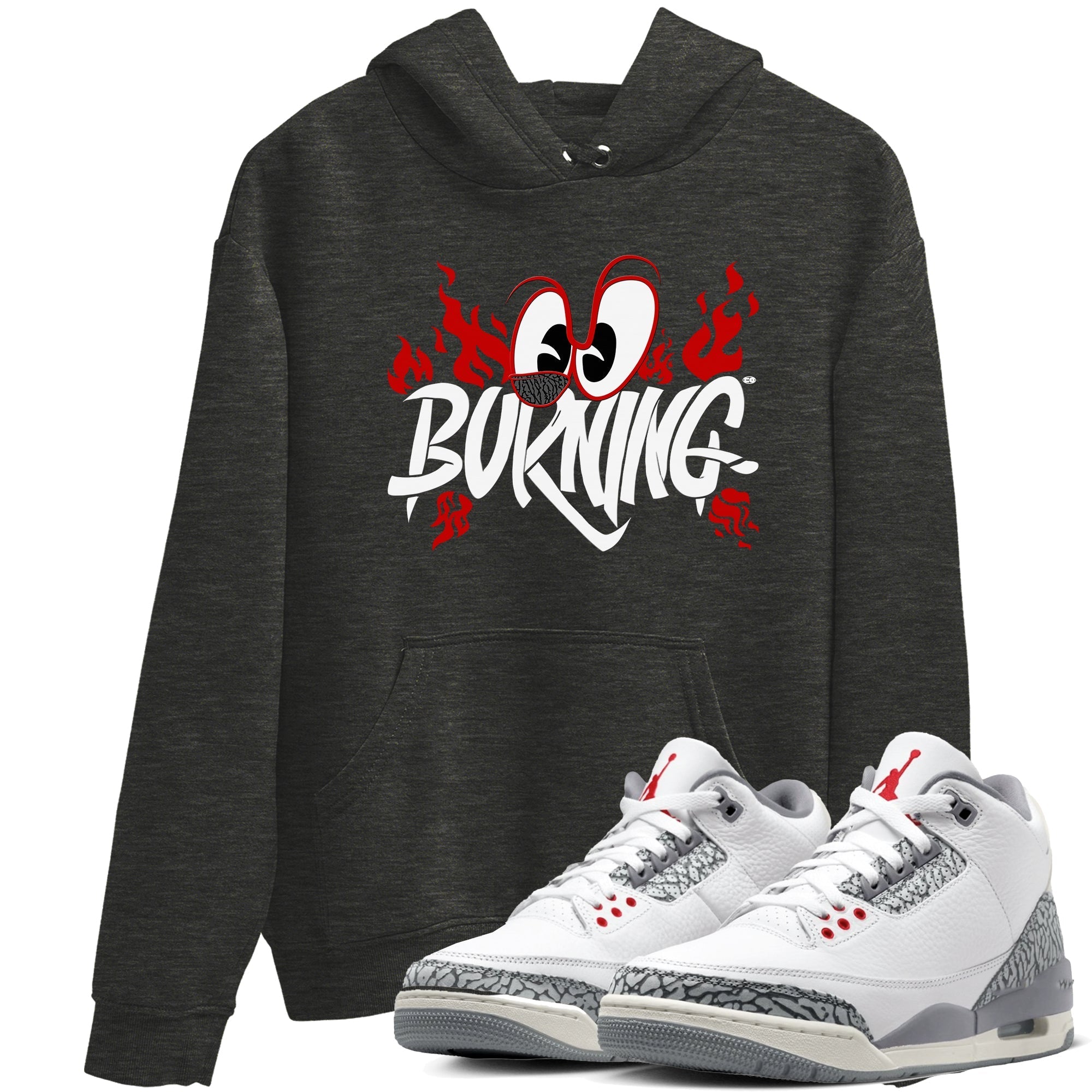 Burning snkmatch Tees - Air Jordan 3 Cement Grey