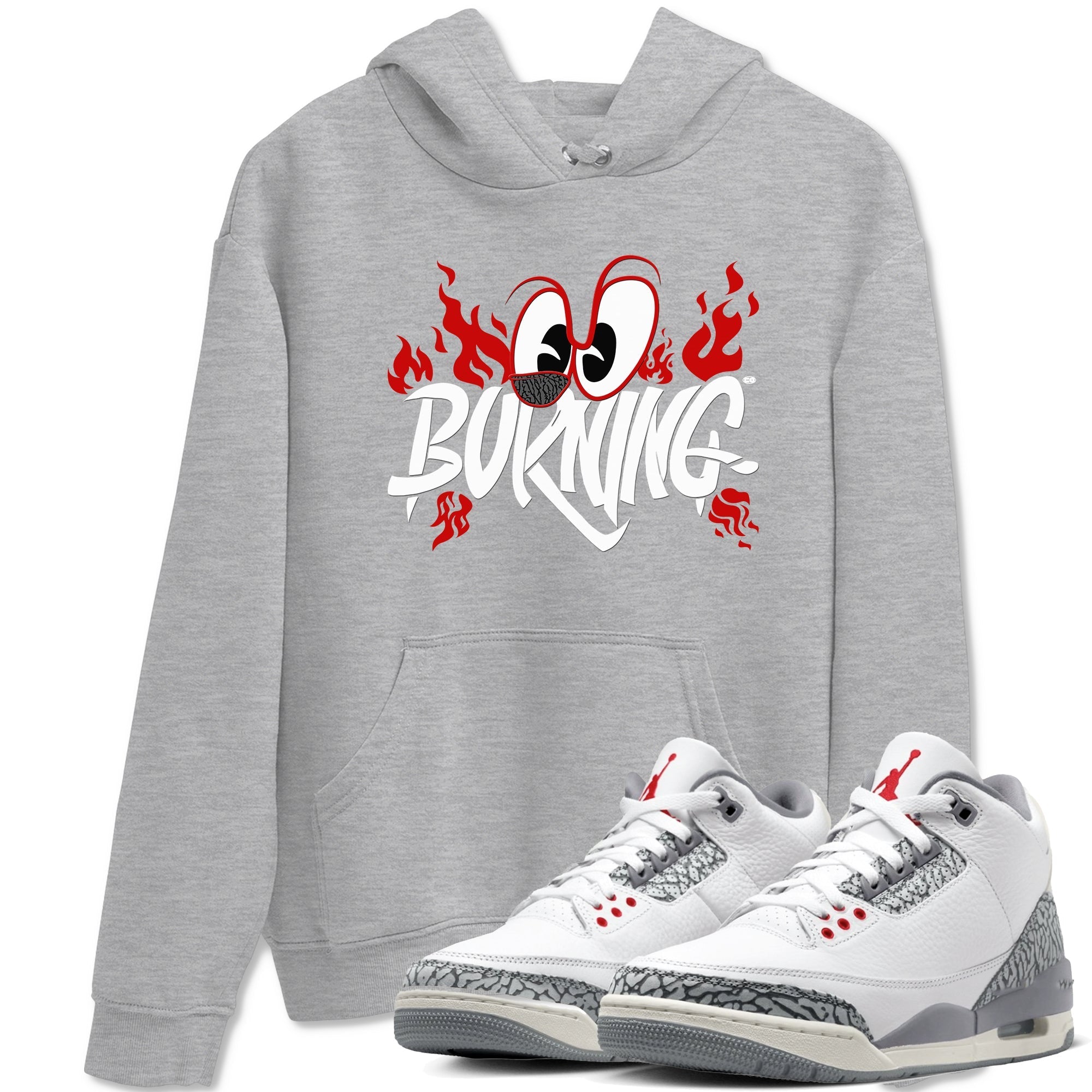 Burning snkmatch Tees - Air Jordan 3 Cement Grey