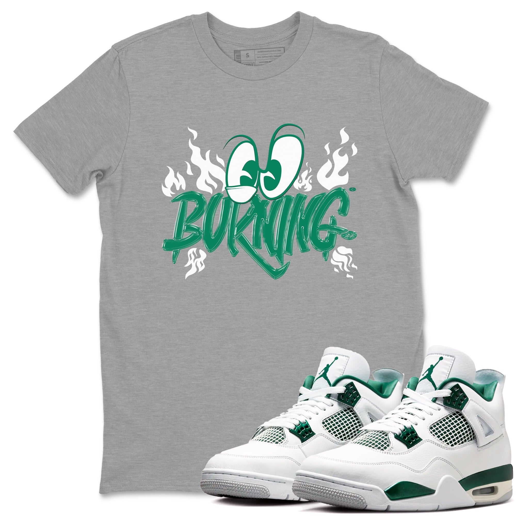 Burning snkmatch Tees - Air Jordan 4 Oxidized Green