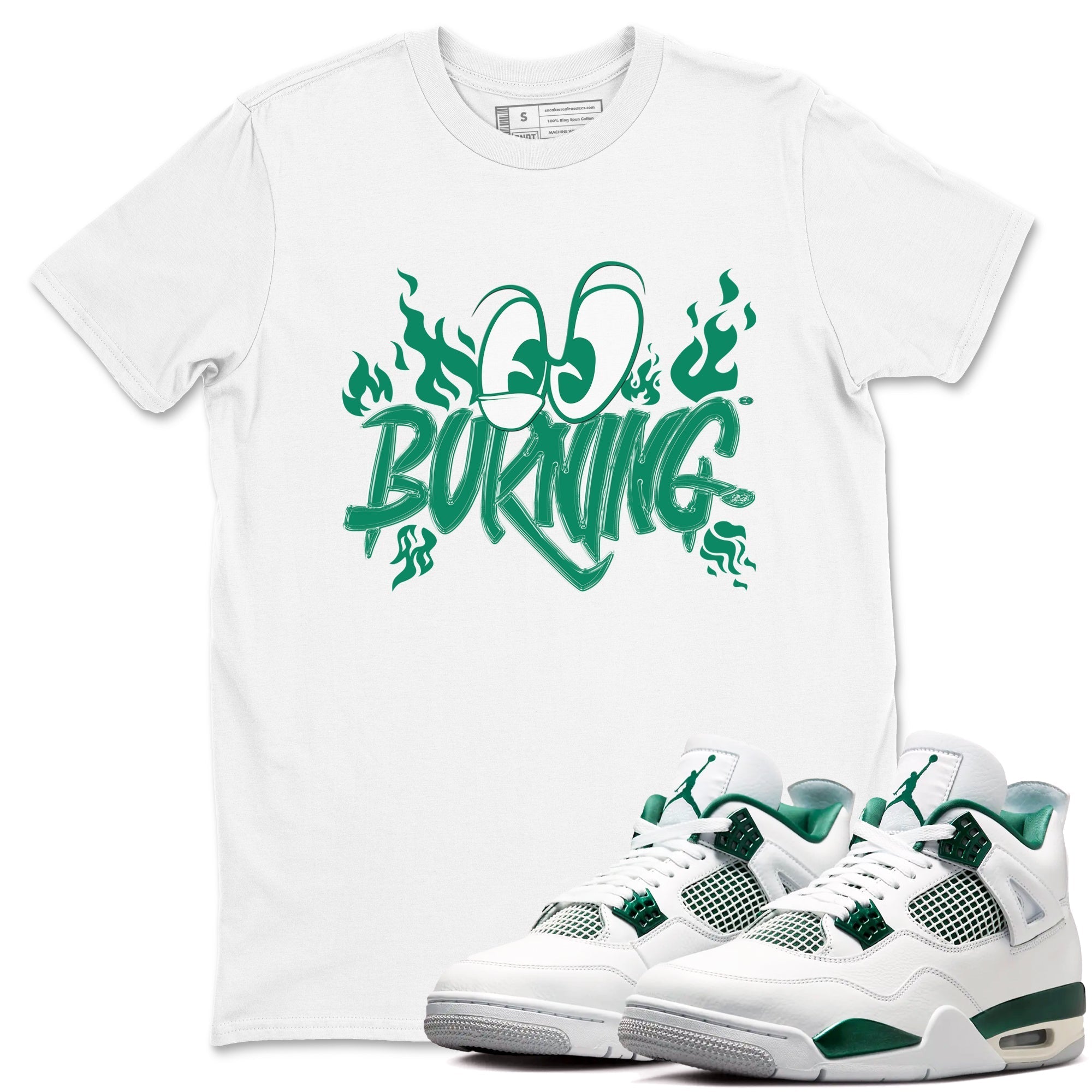Burning snkmatch Tees - Air Jordan 4 Oxidized Green
