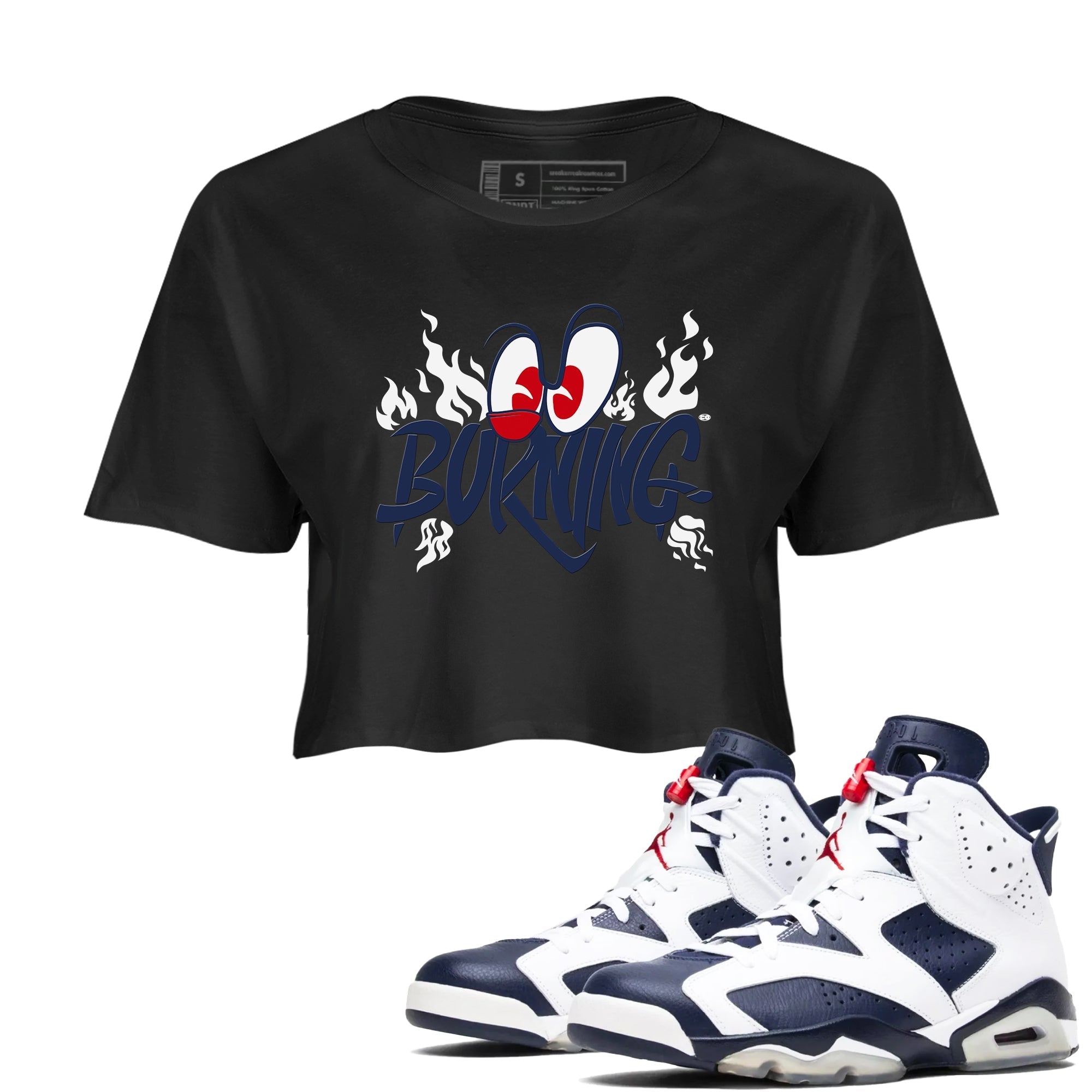 Burning snkmatch Women's Top - Air Jordan 6 White And Midnight Navy