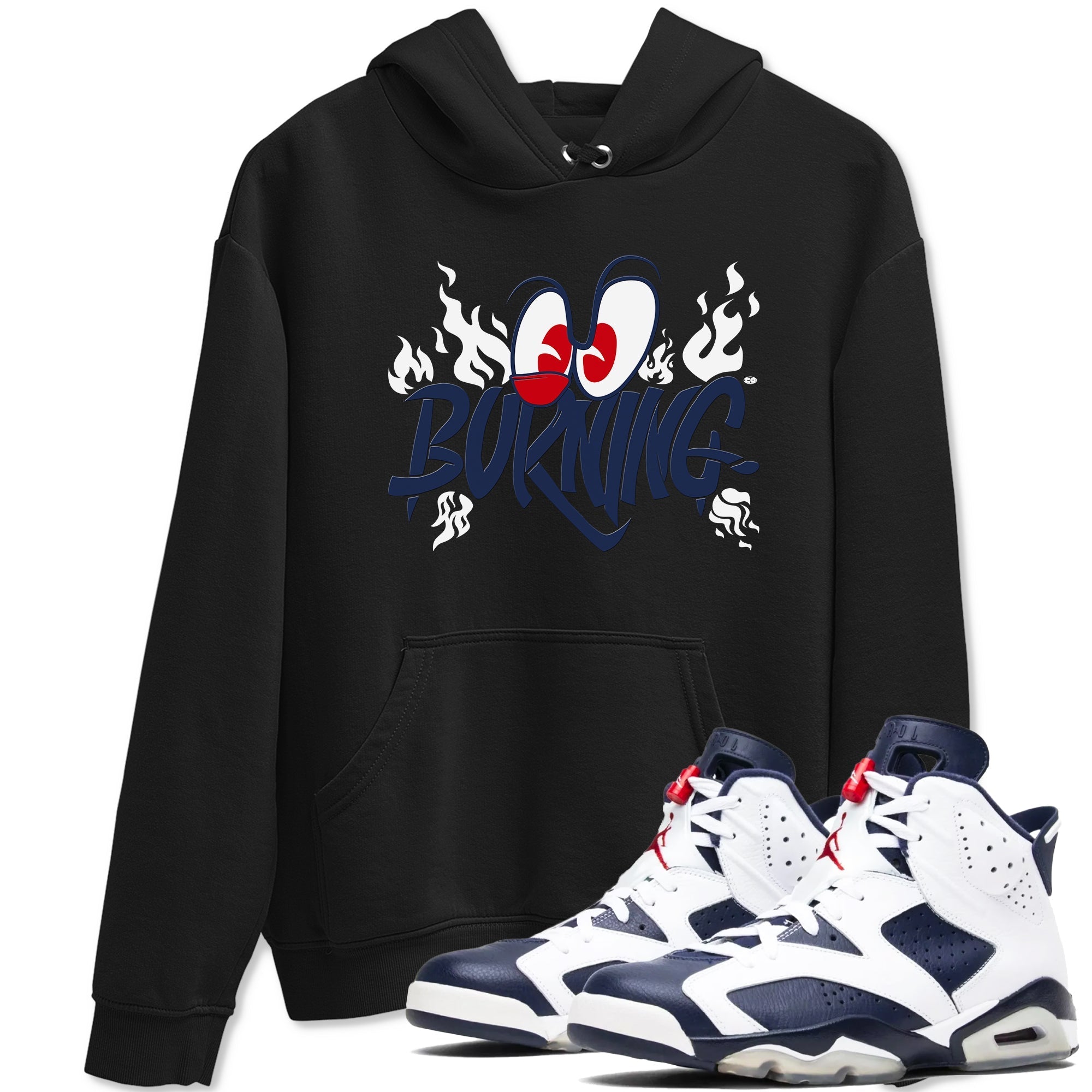 Burning snkmatch Tees - Air Jordan 6 White And Midnight Navy