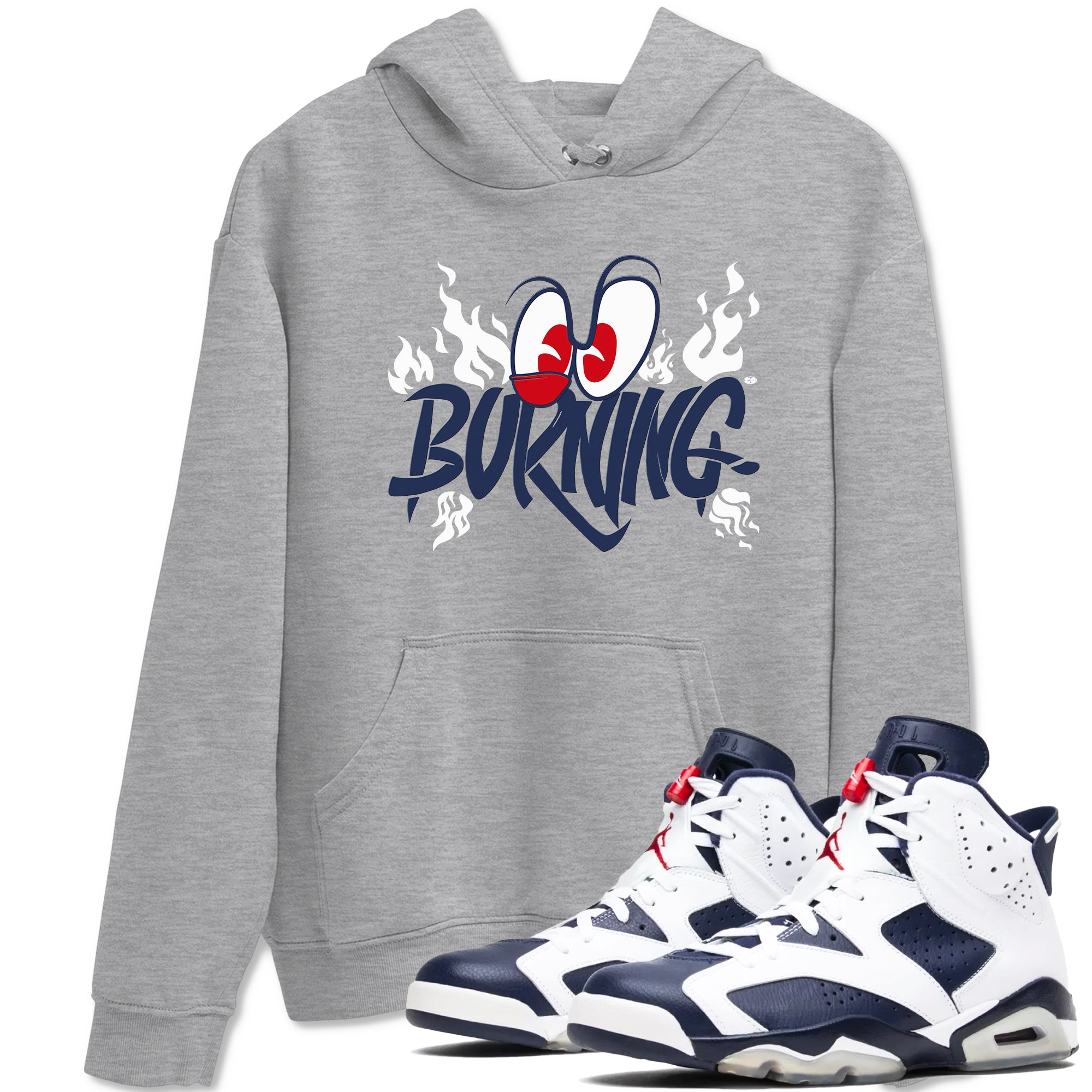Burning snkmatch Tees - Air Jordan 6 White And Midnight Navy