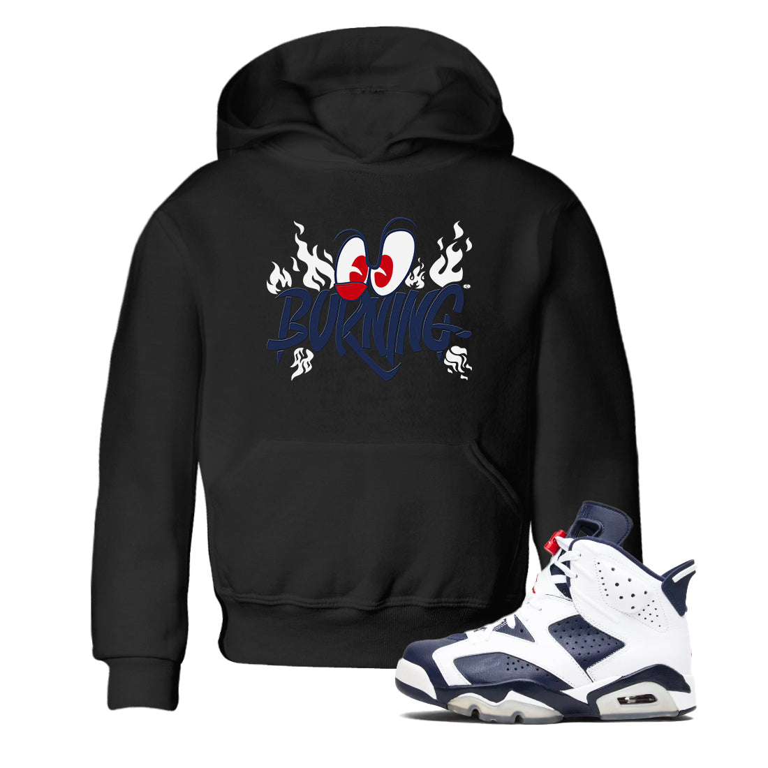 Burning snkmatch Tees Kids - Air Jordan 6 White And Midnight Navy