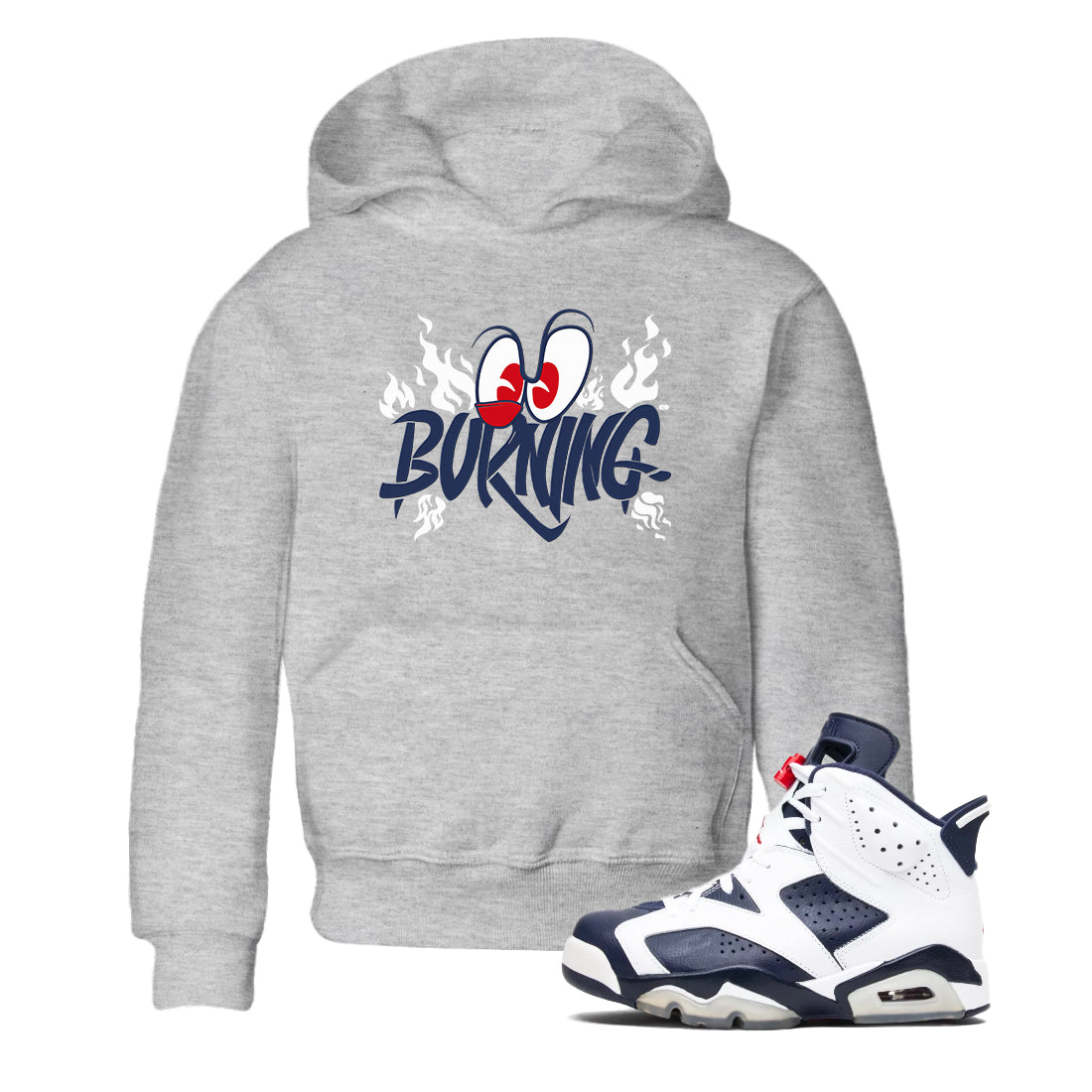 Burning snkmatch Tees Kids - Air Jordan 6 White And Midnight Navy