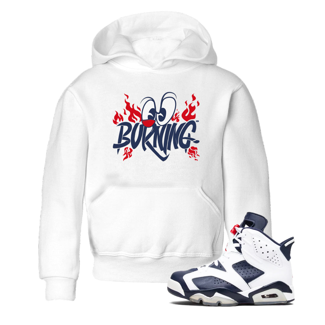 Burning snkmatch Tees Kids - Air Jordan 6 White And Midnight Navy