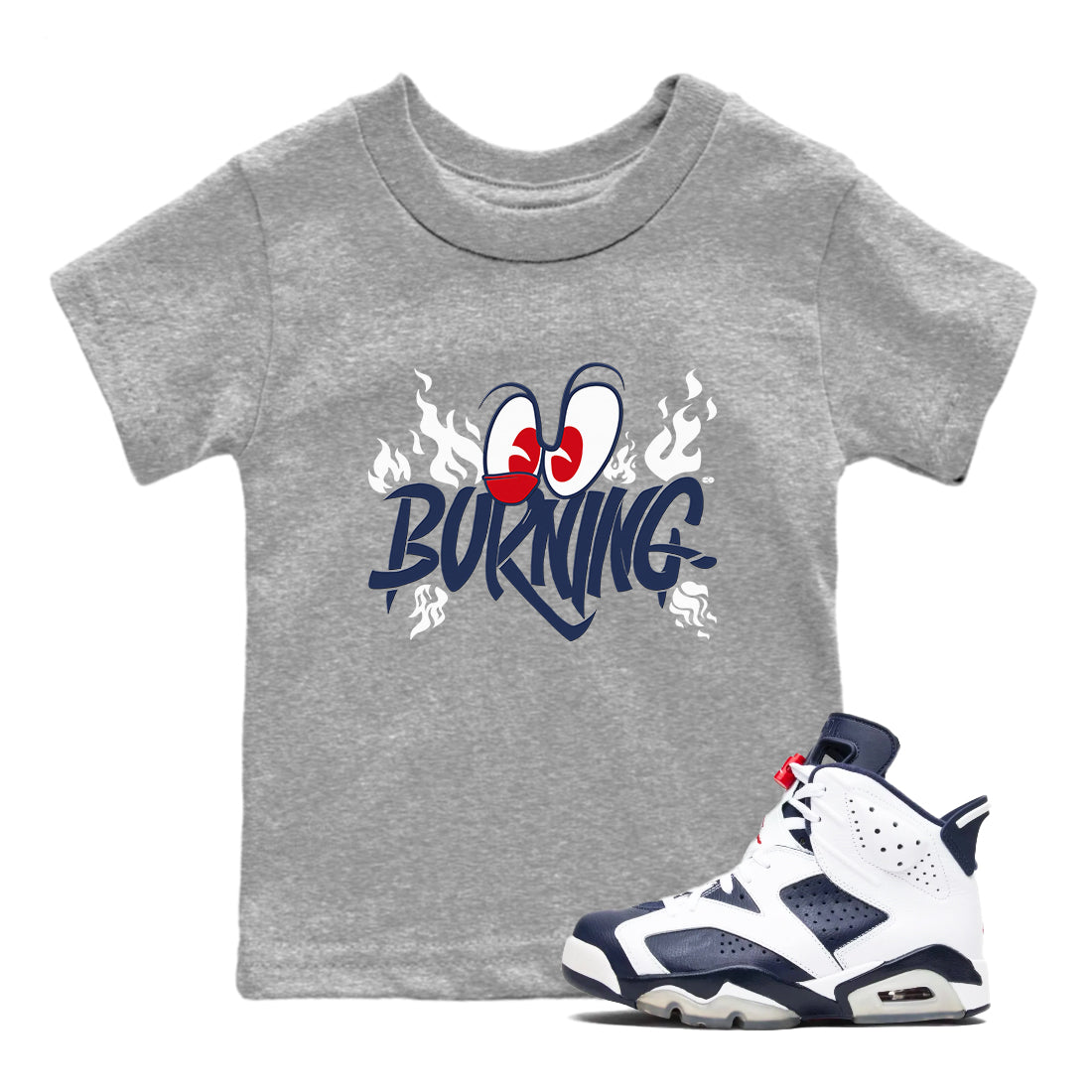 Burning snkmatch Tees Kids - Air Jordan 6 White And Midnight Navy