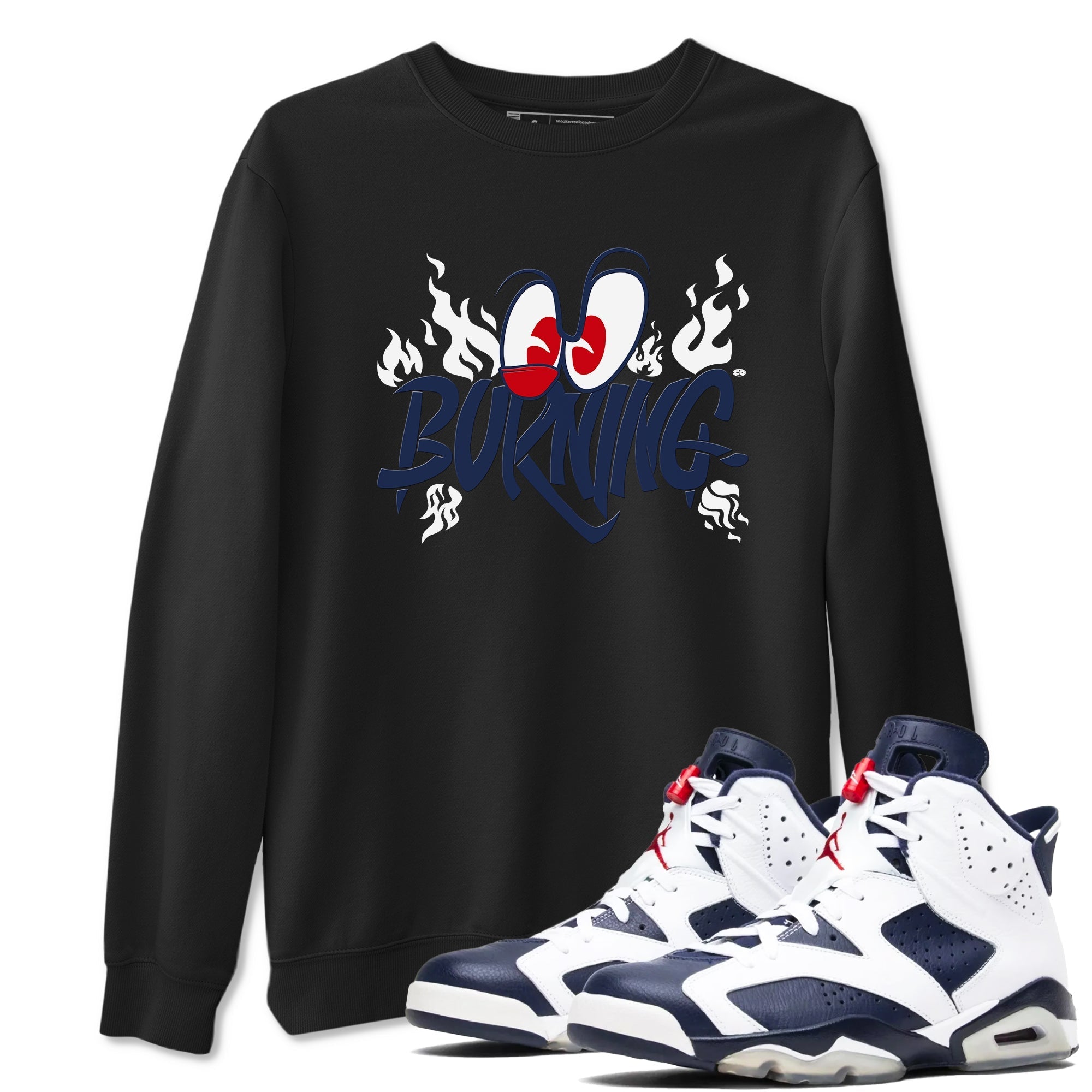 Burning snkmatch Tees - Air Jordan 6 White And Midnight Navy