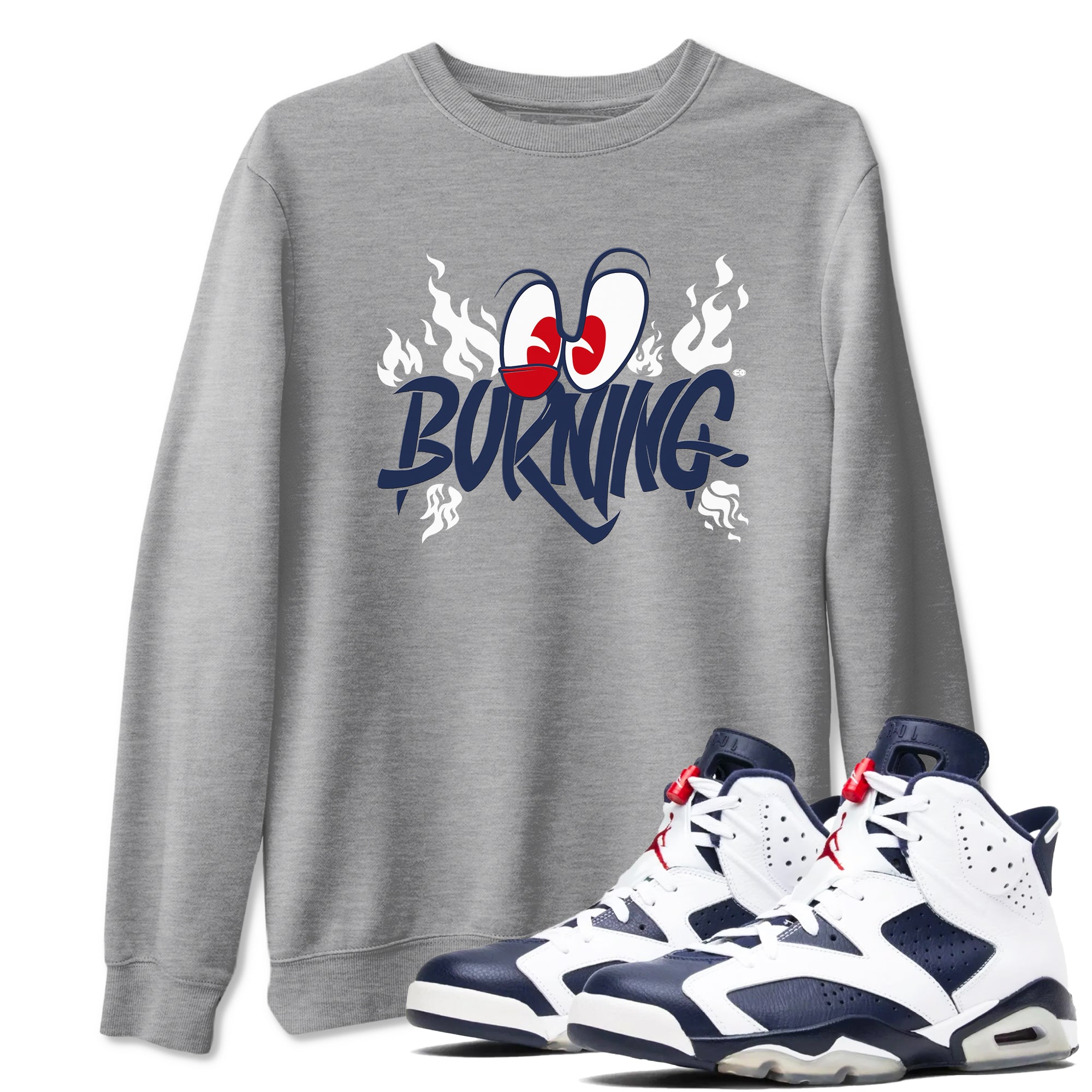 Burning snkmatch Tees - Air Jordan 6 White And Midnight Navy
