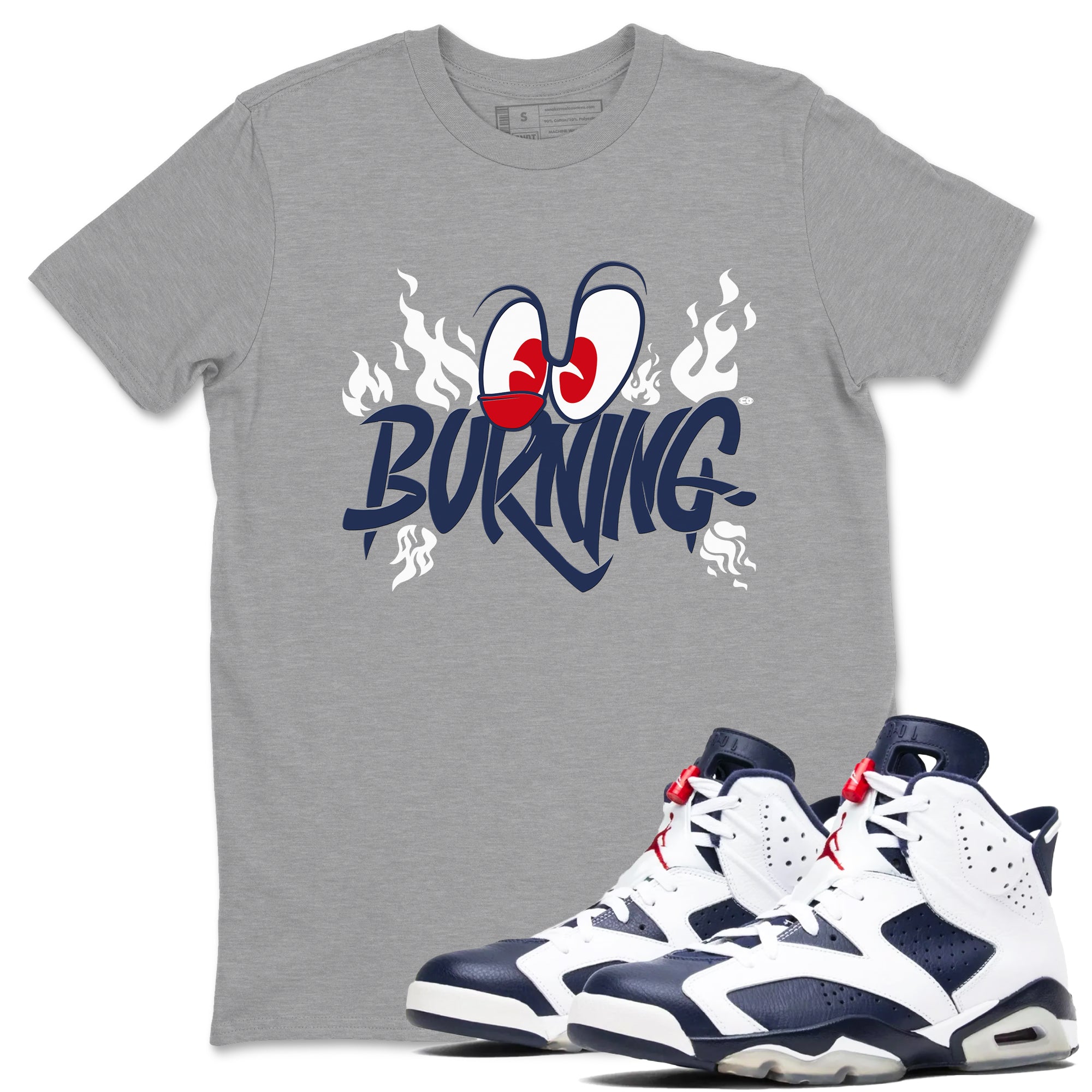 Burning snkmatch Tees - Air Jordan 6 White And Midnight Navy