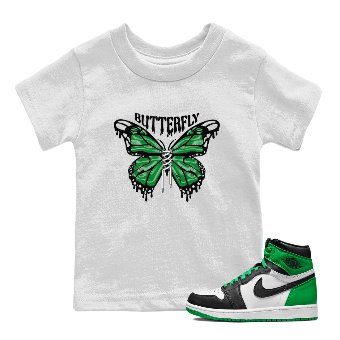 Butterfly Kids Tops - Air Jordan 1 Celtics