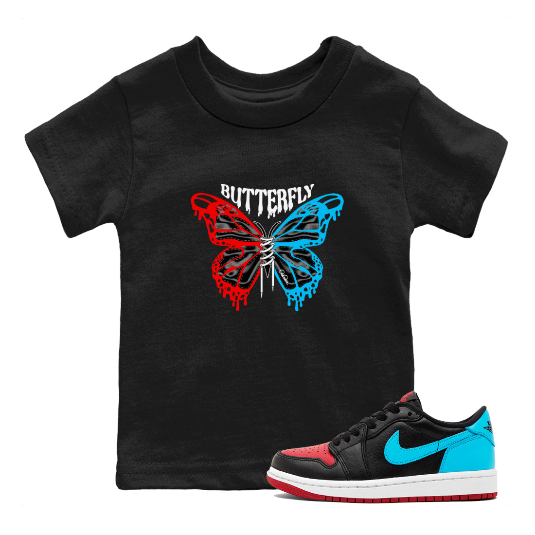 Butterfly Kids Tops - Air Jordan 1 UNC to Chicago