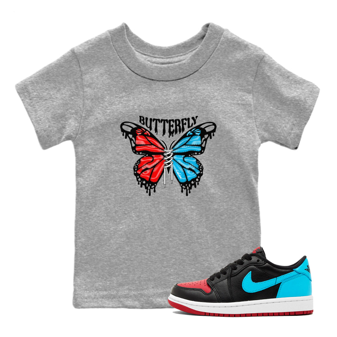 Butterfly Kids Tops - Air Jordan 1 UNC to Chicago