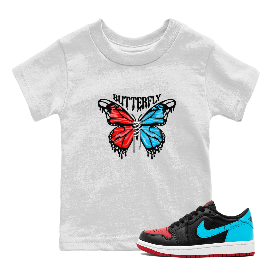 Butterfly Kids Tops - Air Jordan 1 UNC to Chicago