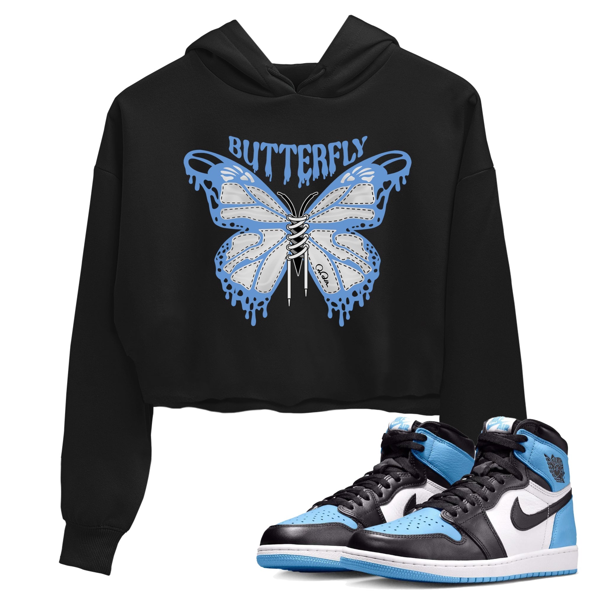 Butterfly Women's Tops - Air Jordan 1 UNC Toe