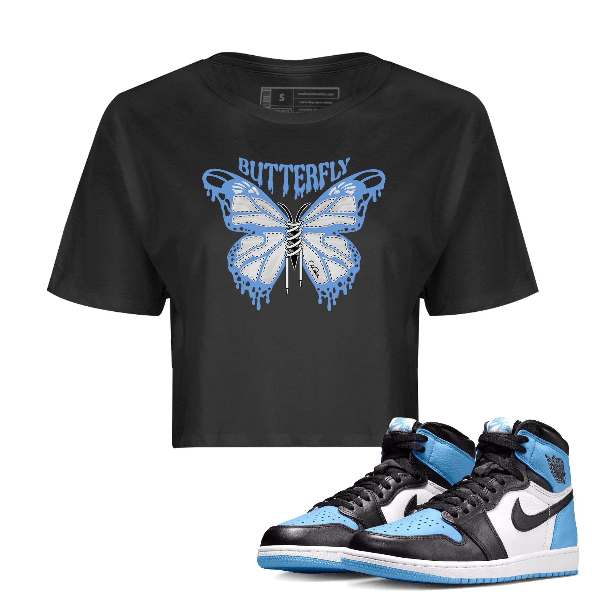 Butterfly Women's Tops - Air Jordan 1 UNC Toe