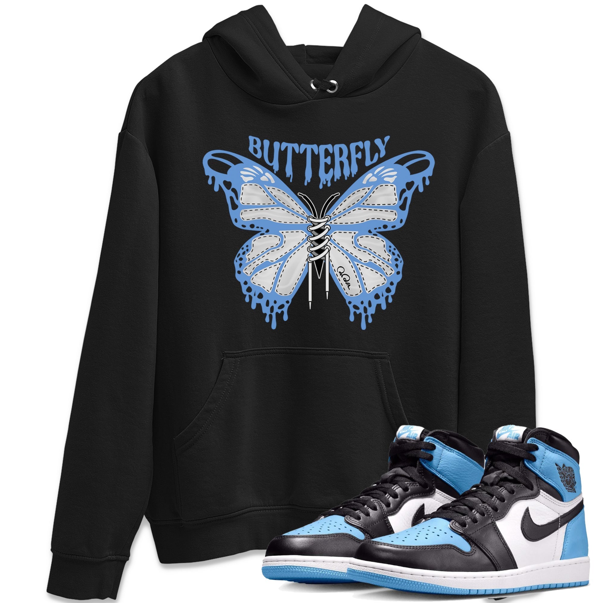 Butterfly Unisex Tops - Air Jordan 1 UNC Toe