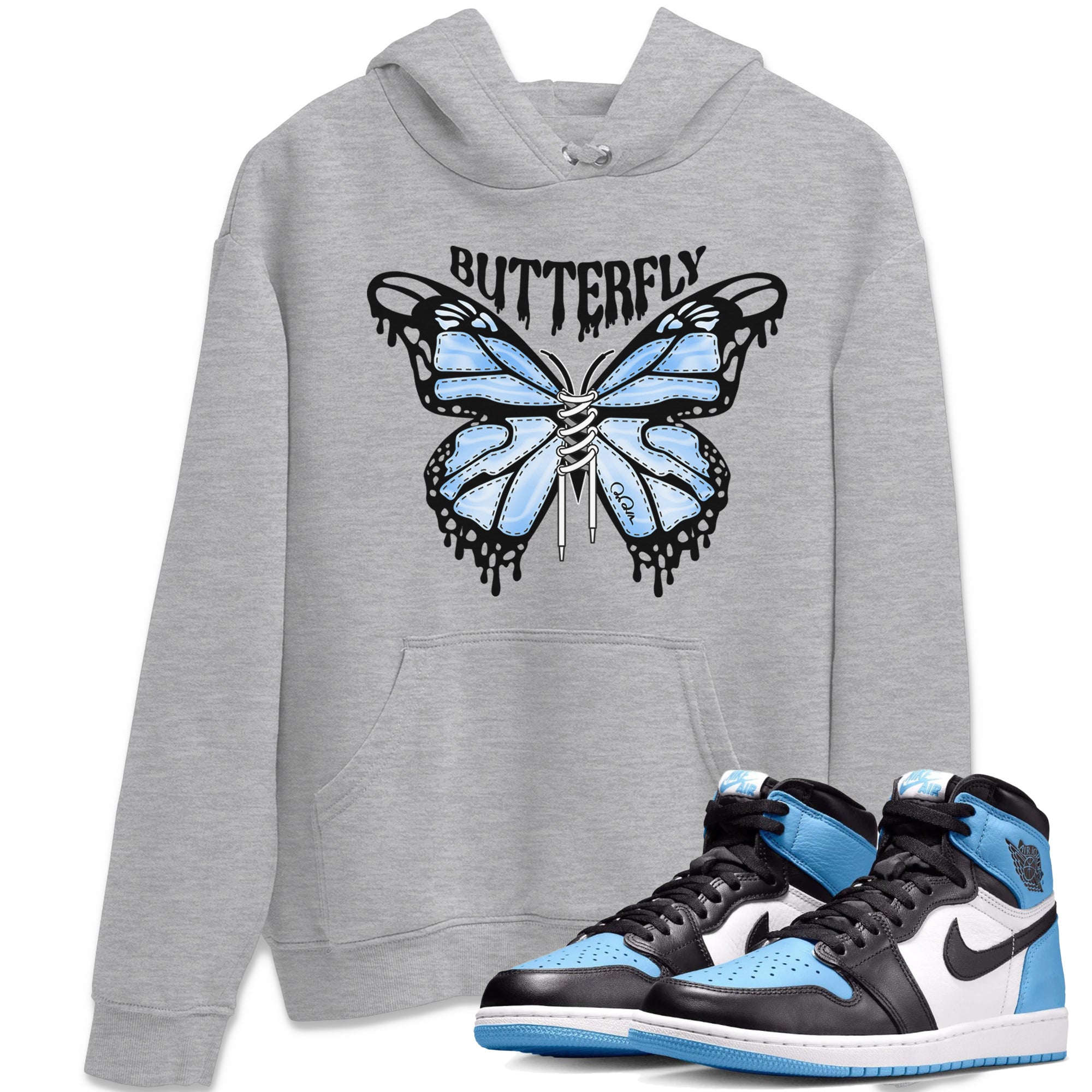 Butterfly Unisex Tops - Air Jordan 1 UNC Toe