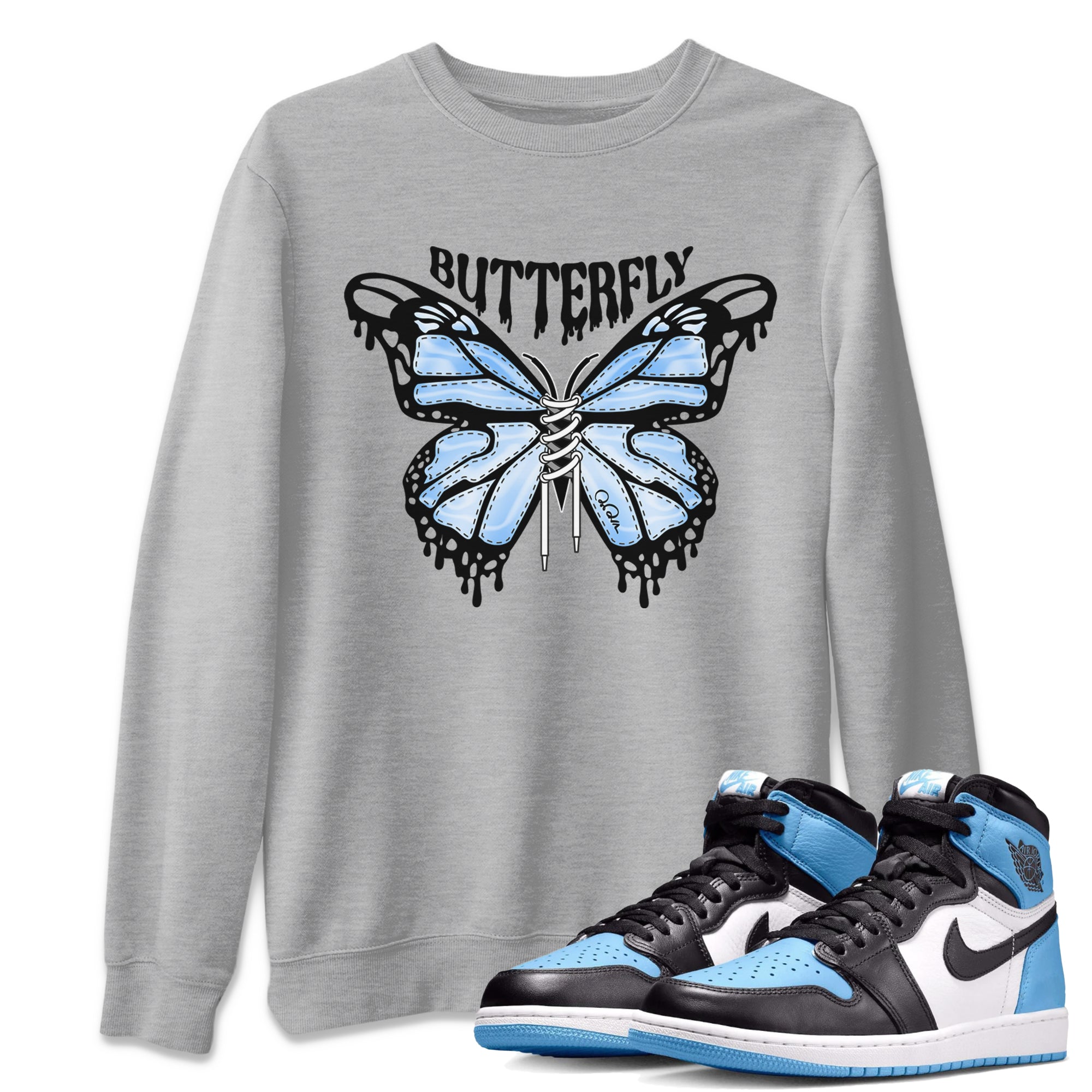 Butterfly Unisex Tops - Air Jordan 1 UNC Toe