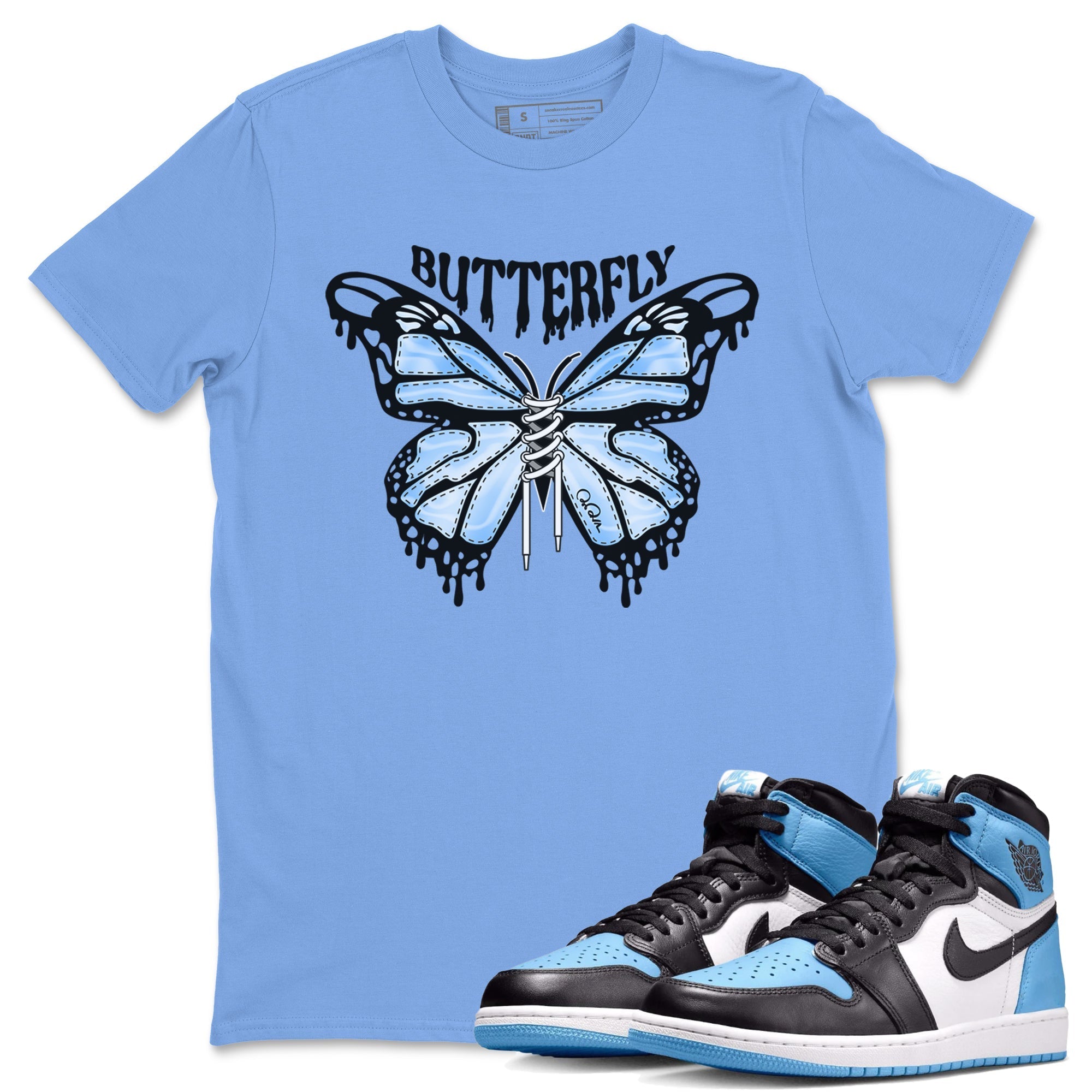 Butterfly Unisex Tops - Air Jordan 1 UNC Toe