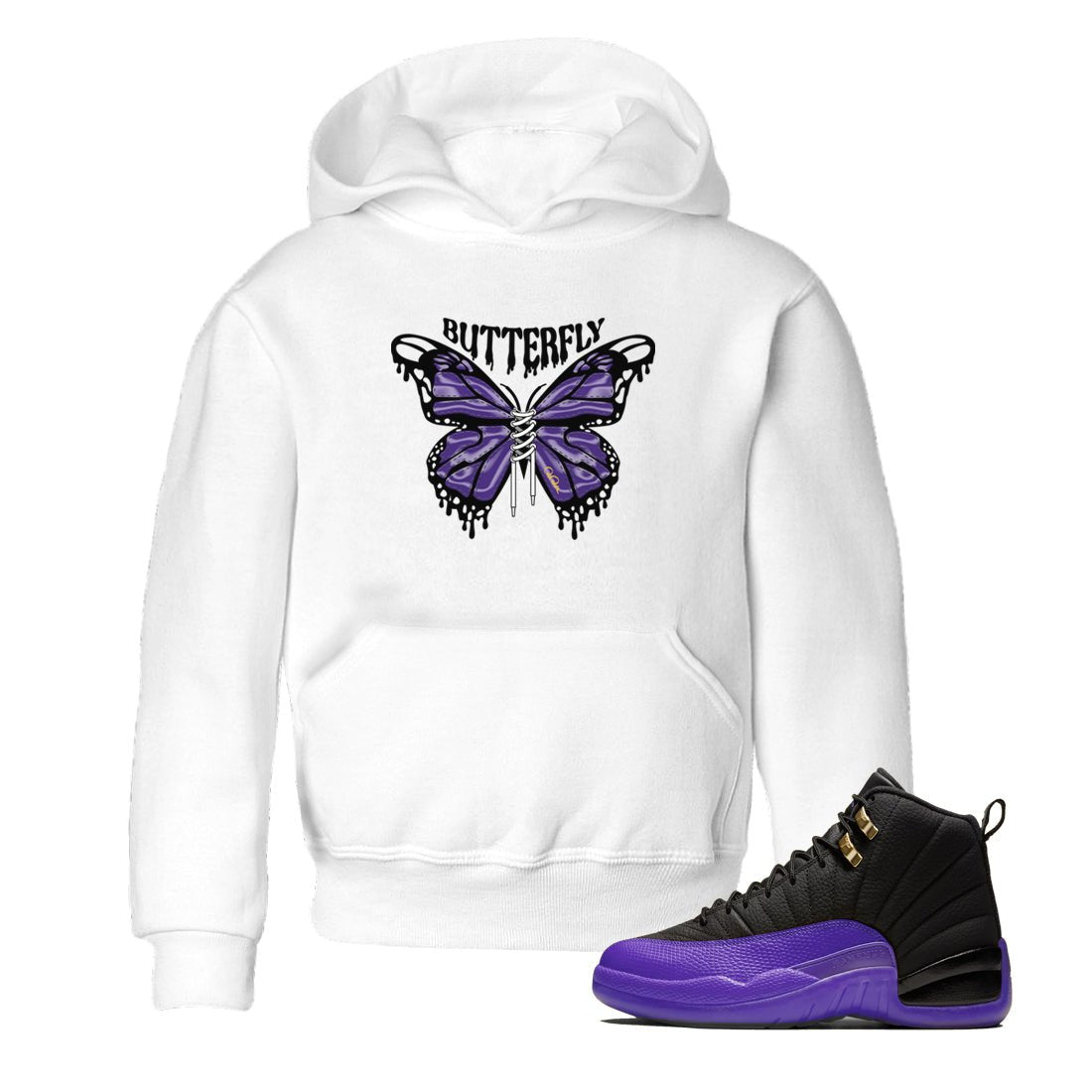 Butterfly Kids Tops - Air Jordan 12 Field Purple