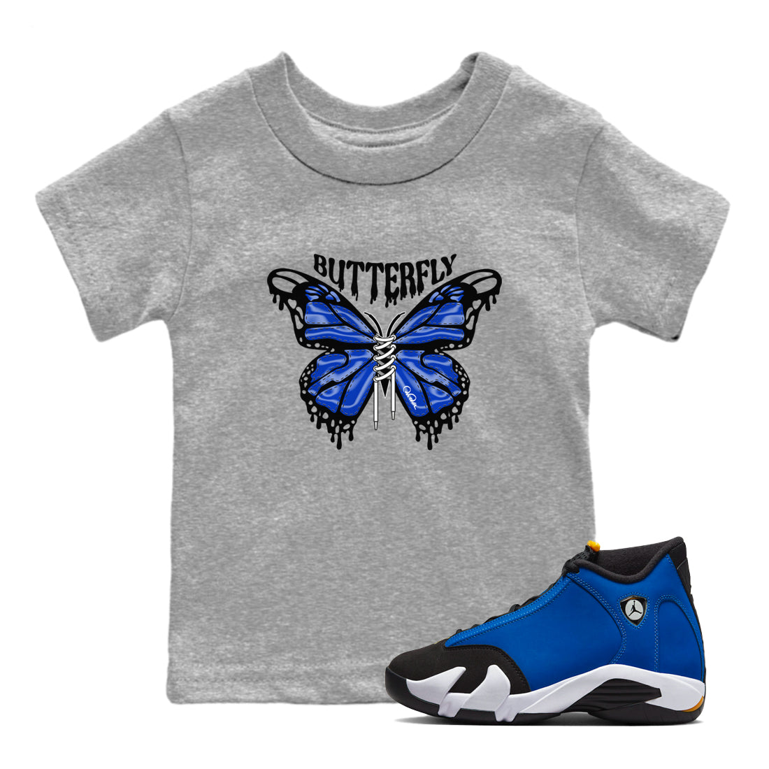 Butterfly Kids Tops - Air Jordan 14 Laney