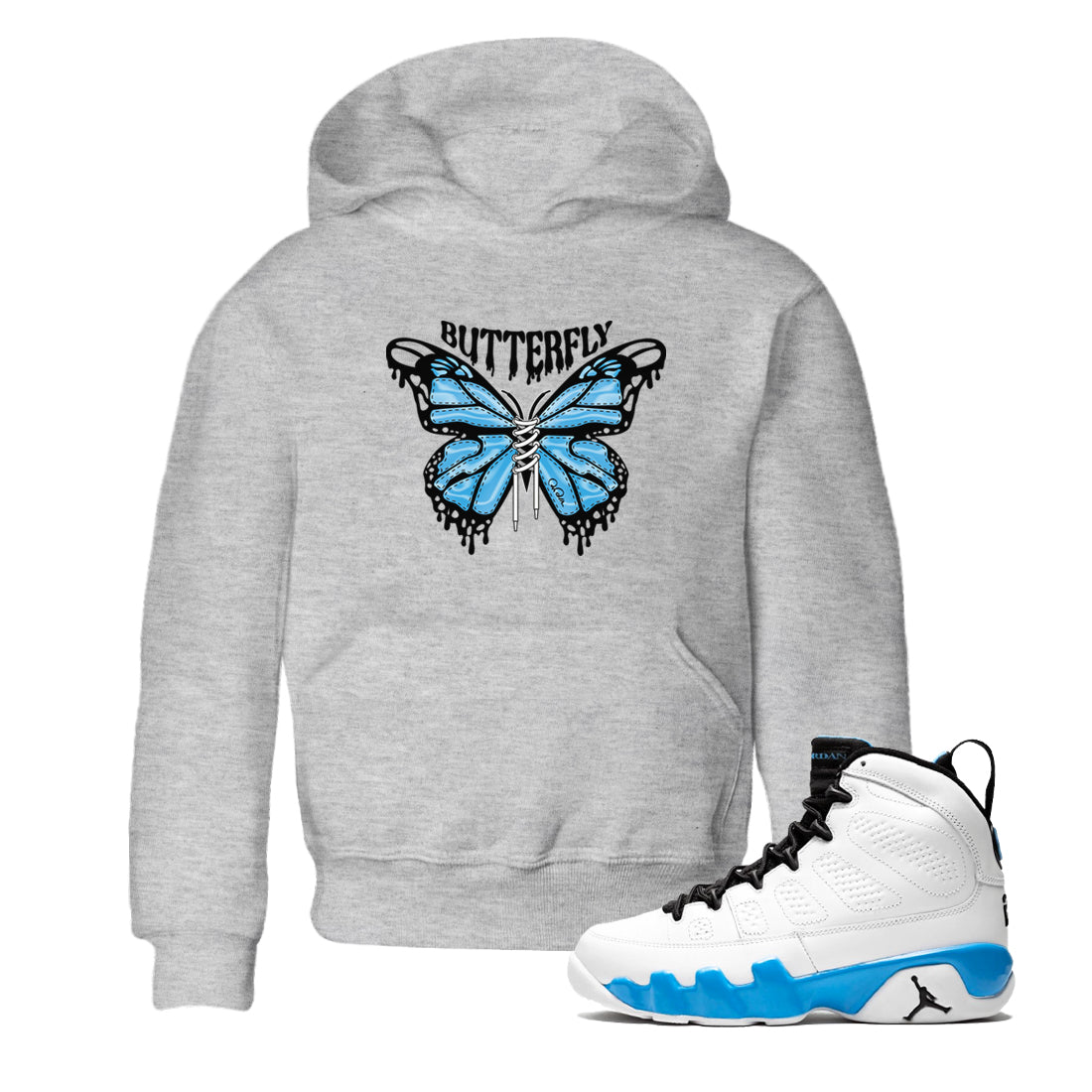 Butterfly snkmatch Tees Kids - Air Jordan 9 Powder Blue