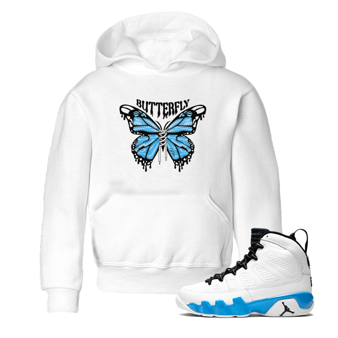 Butterfly snkmatch Tees Kids - Air Jordan 9 Powder Blue