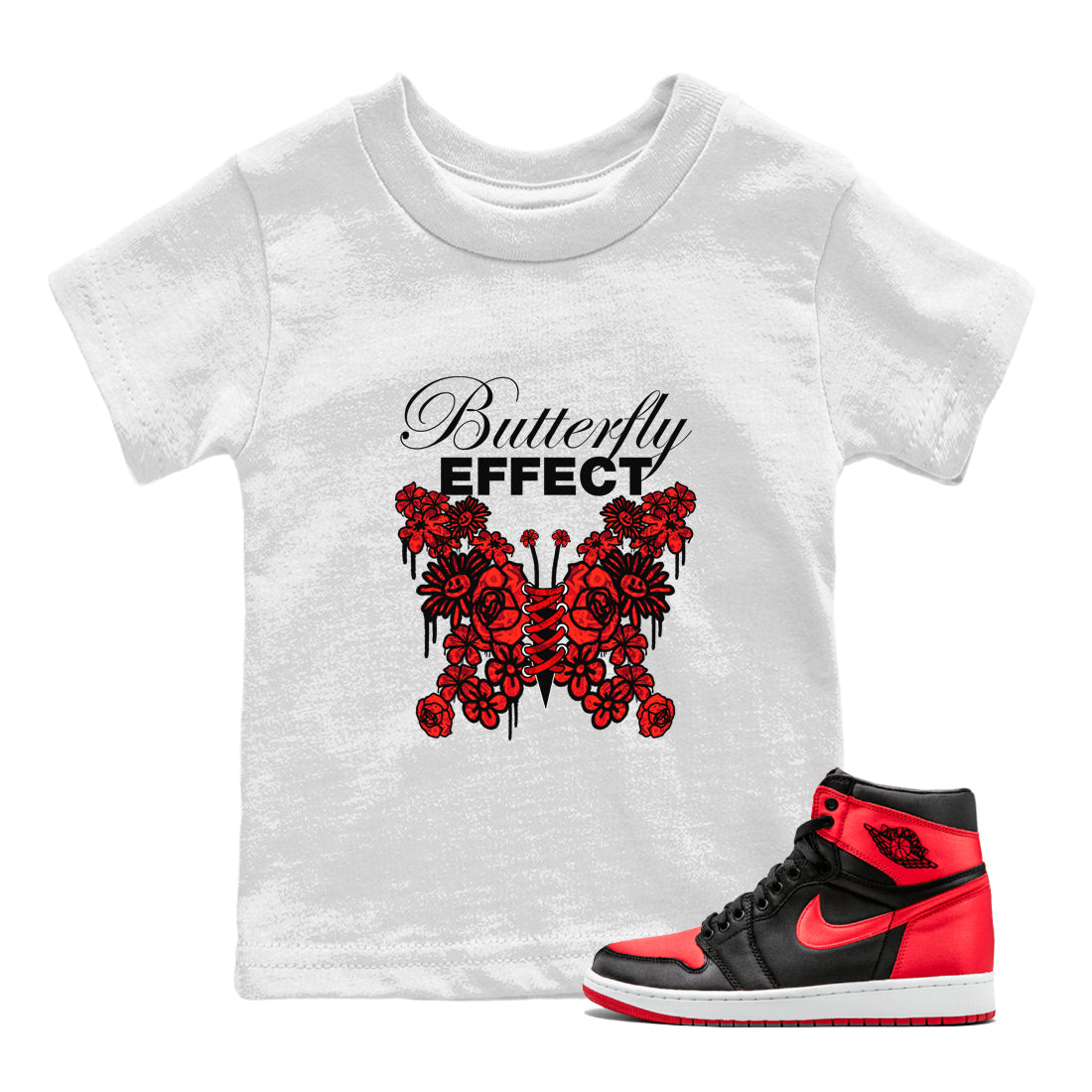 Butterfly Effect snkmatch Tee Kids - Air Jordan 1 Satin Bred