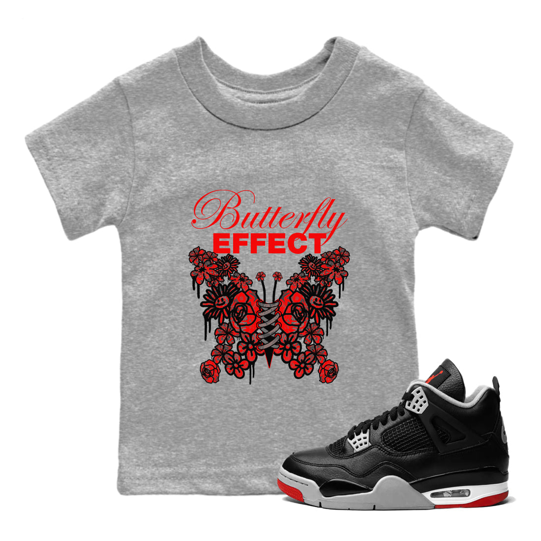 Butterfly Effect snkmatch Tee Kids - Air Jordan 4 Bred Reimagined