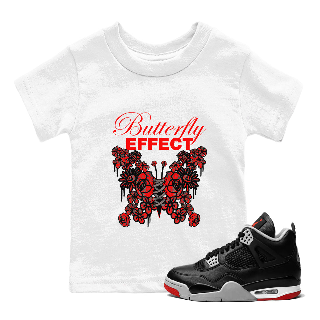 Butterfly Effect snkmatch Tee Kids - Air Jordan 4 Bred Reimagined