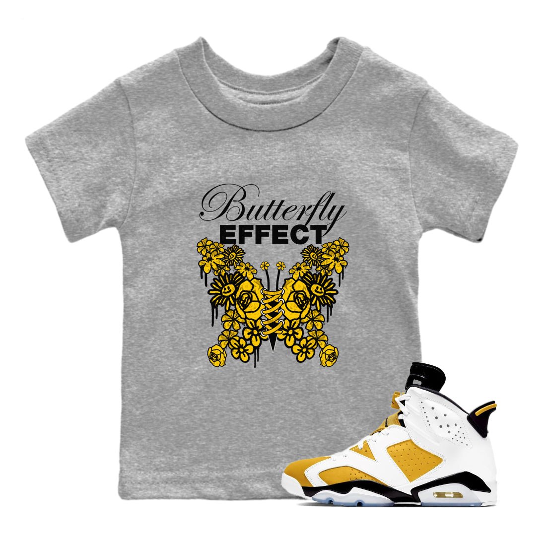Butterfly Effect snkmatch Tee Kids - Air Jordan 6 Yellow Ochre