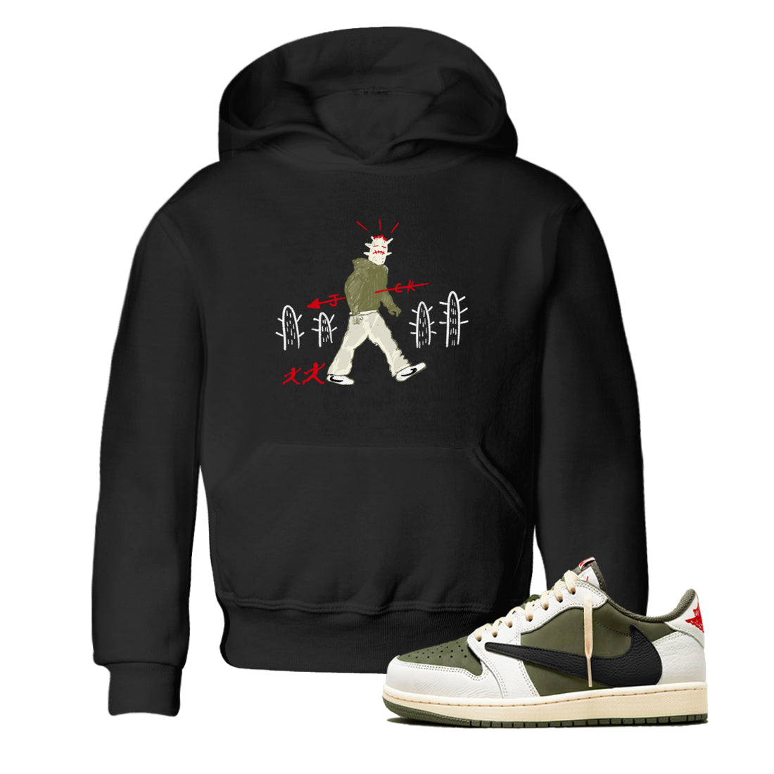 Cactus Man snkmatch Tees Kids - Air Jordan 1 Travis Scott Medium Olive