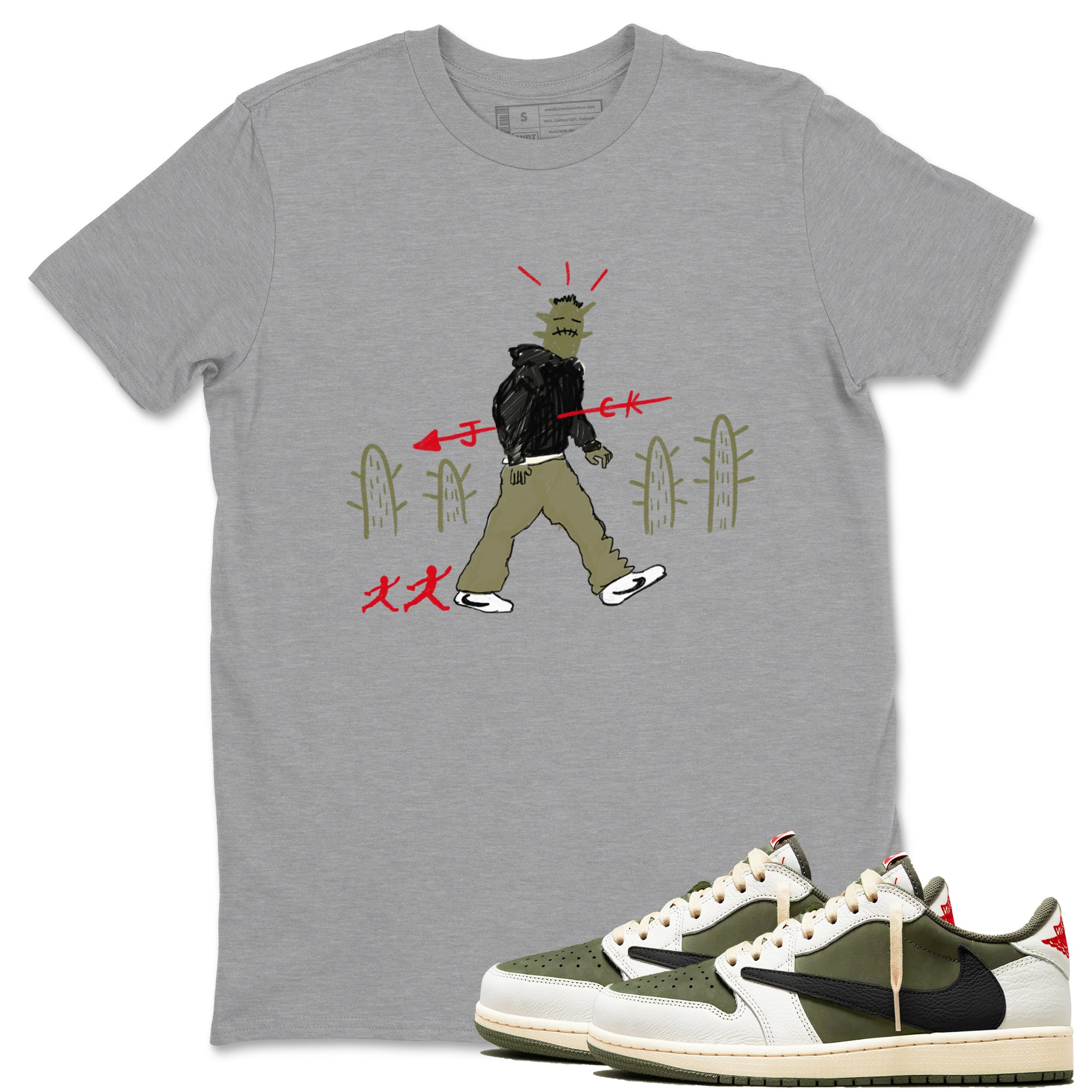 Cactus Man snkmatch Tees - Air Jordan 1 Travis Scott Medium Olive