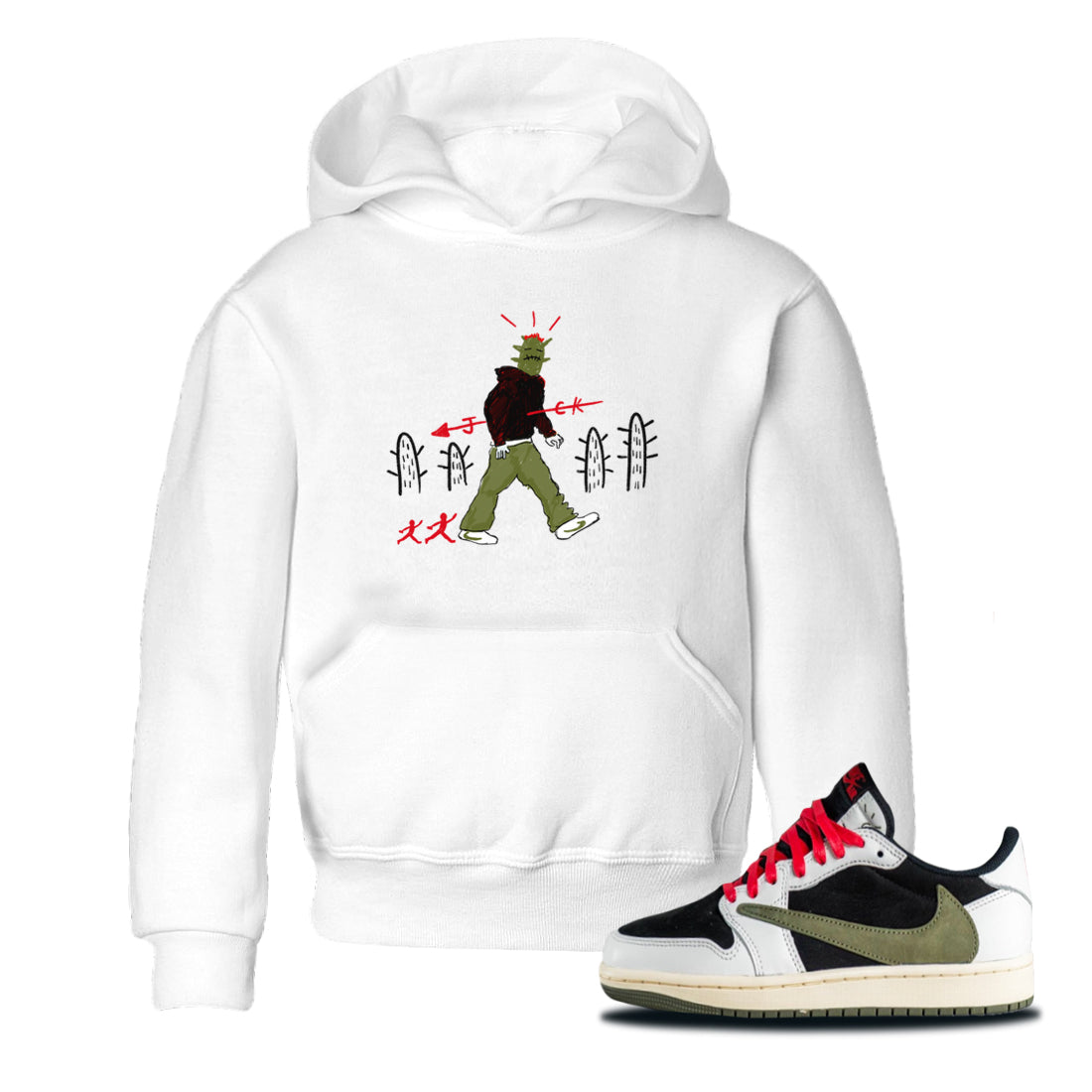 Cactus Man snkmatch Tees Kids - Air Jordan 1 Travis Scott Olive