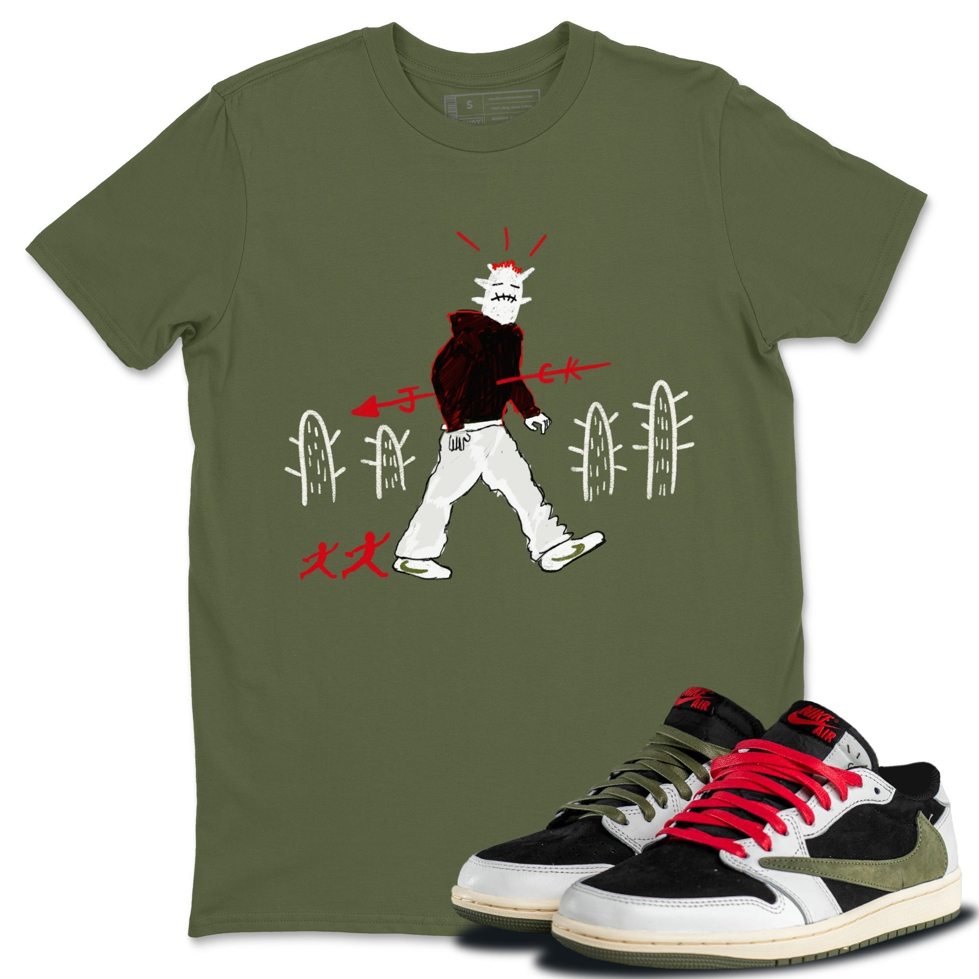 Cactus Man snkmatch Tees - Air Jordan 1 Travis Scott Olive