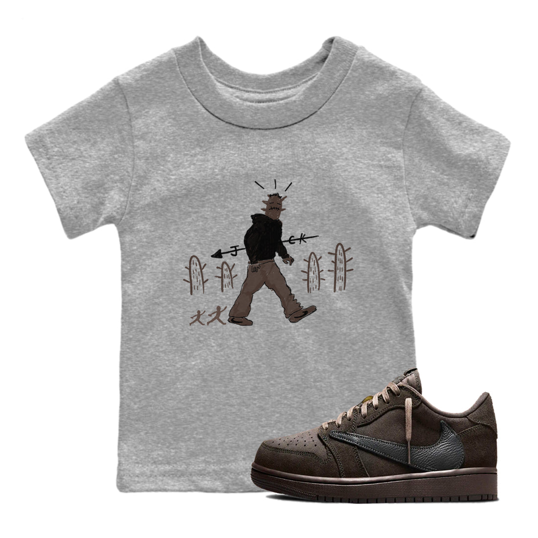 Cactus Man snkmatch Tees Kids - Air Jordan 1 Travis Scott Velvet Brown