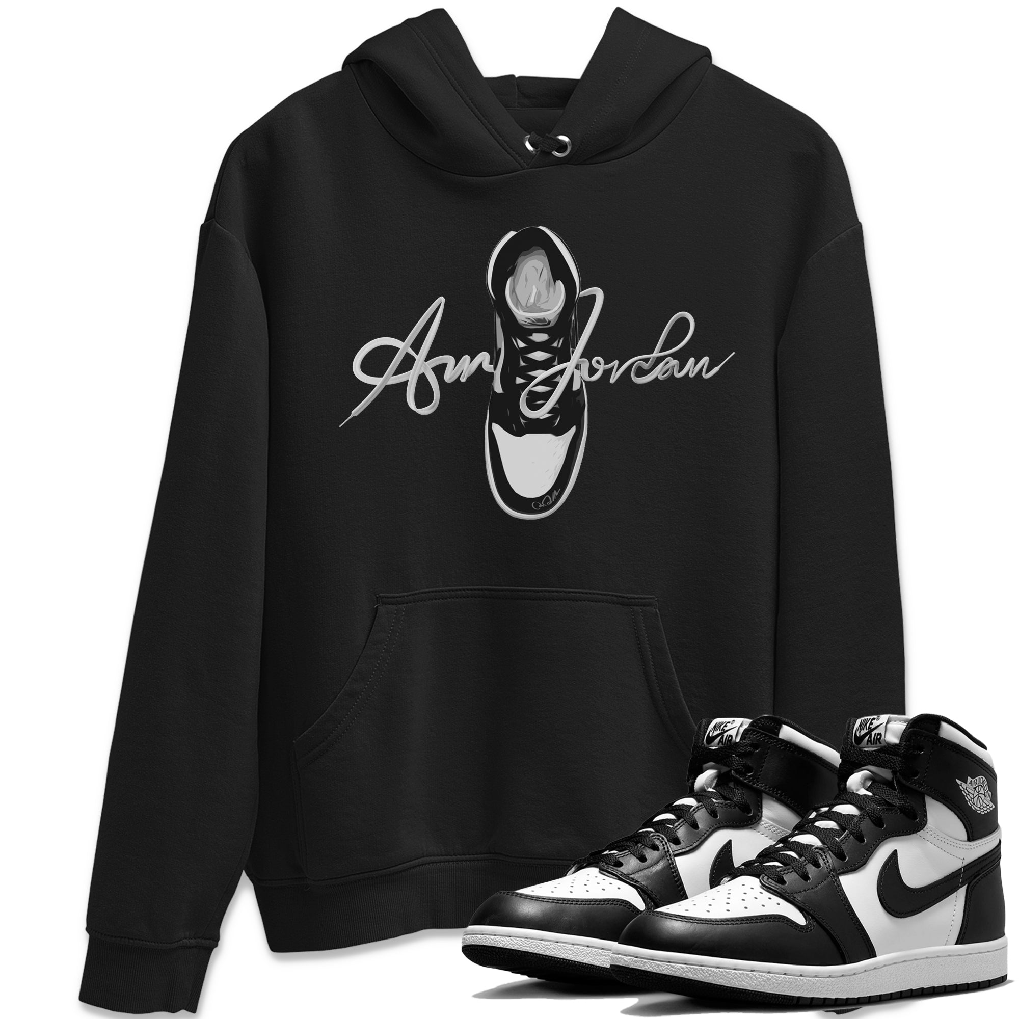 Caligraphy Shoe Lace Unisex Tops - Air Jordan 1 Black White