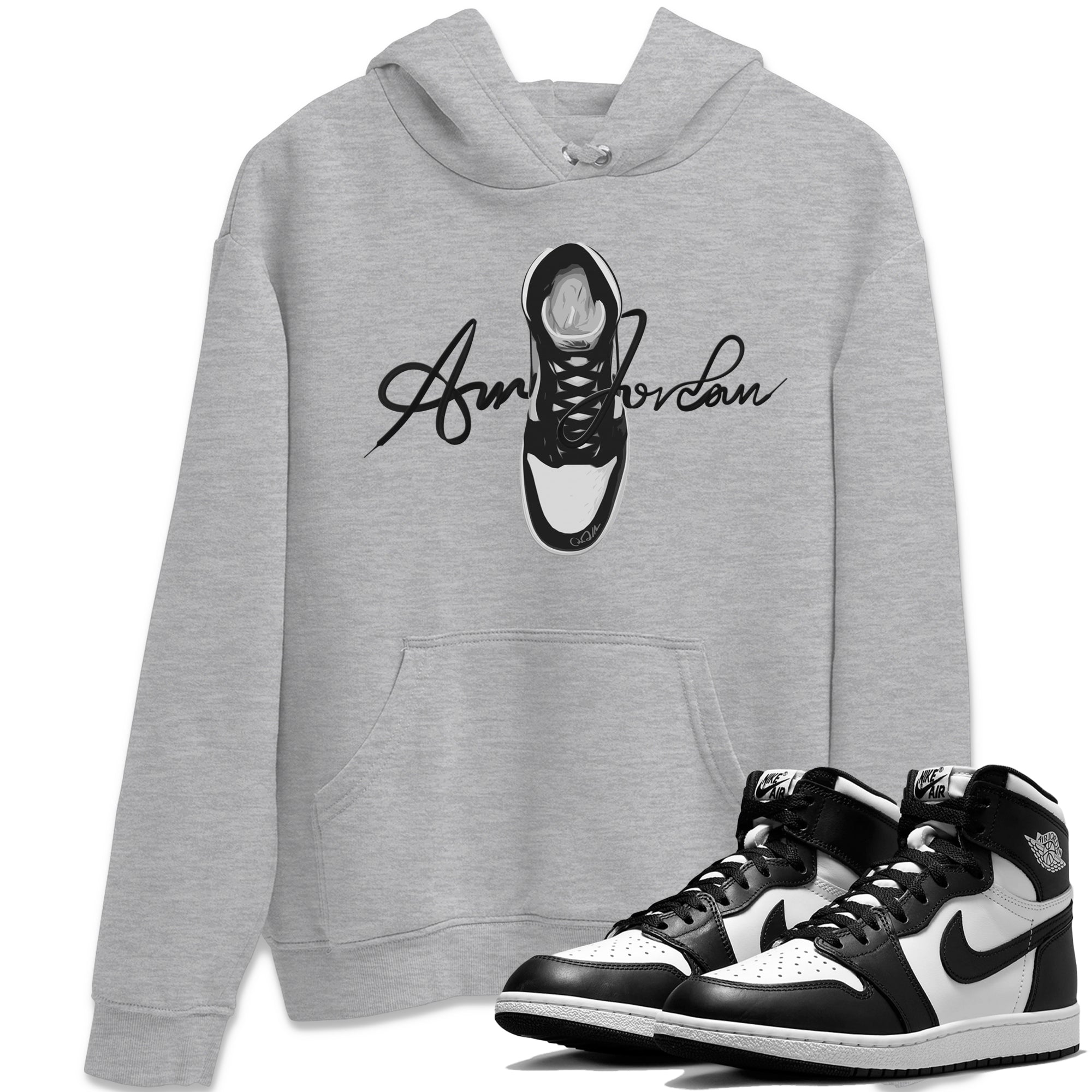 Caligraphy Shoe Lace Unisex Tops - Air Jordan 1 Black White