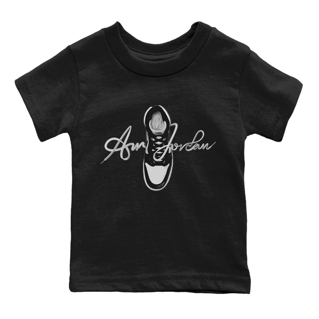 Caligraphy Shoe Lace Kids Tops - Air Jordan 1 Black White