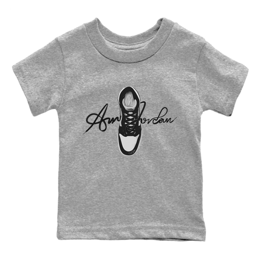 Caligraphy Shoe Lace Kids Tops - Air Jordan 1 Black White