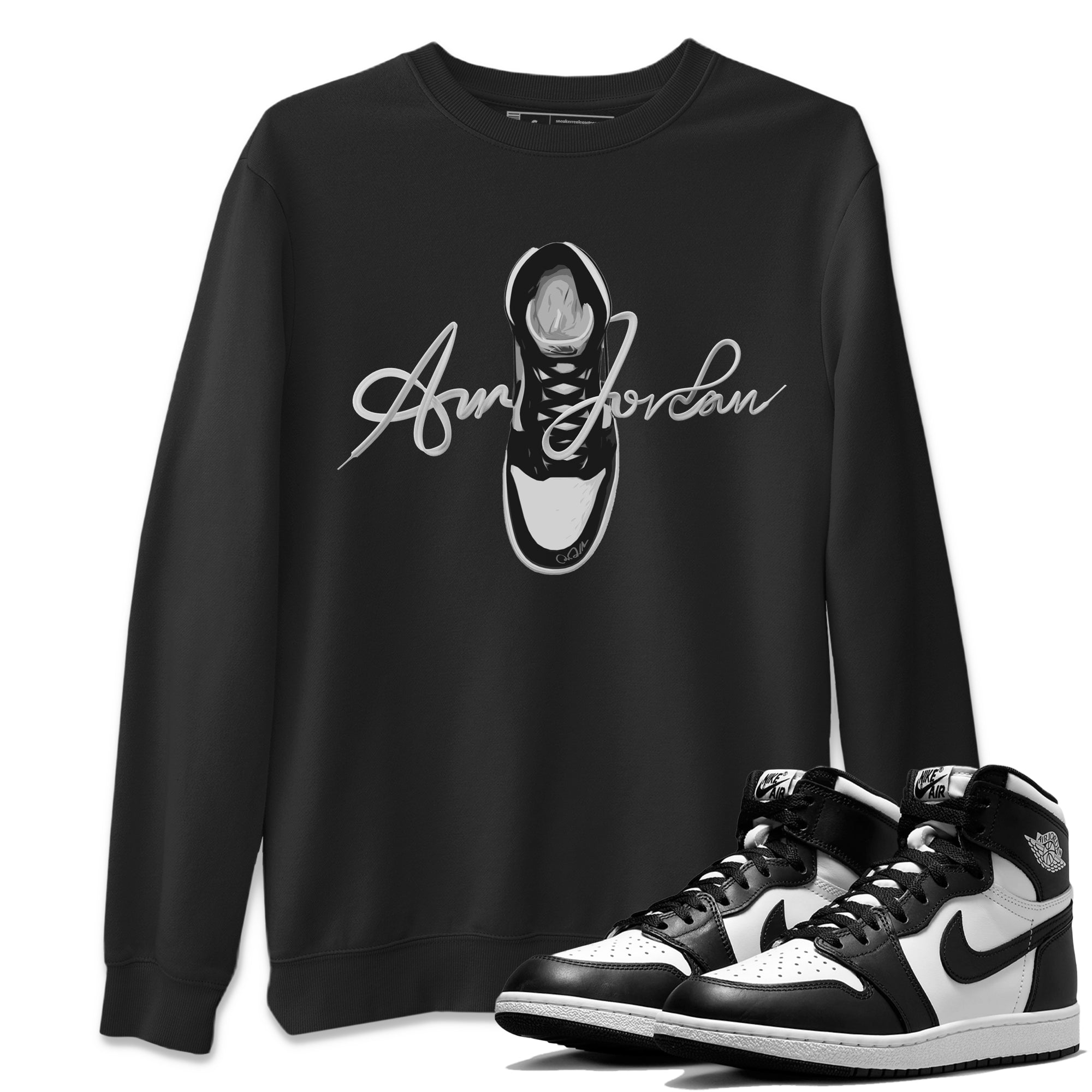 Caligraphy Shoe Lace Unisex Tops - Air Jordan 1 Black White