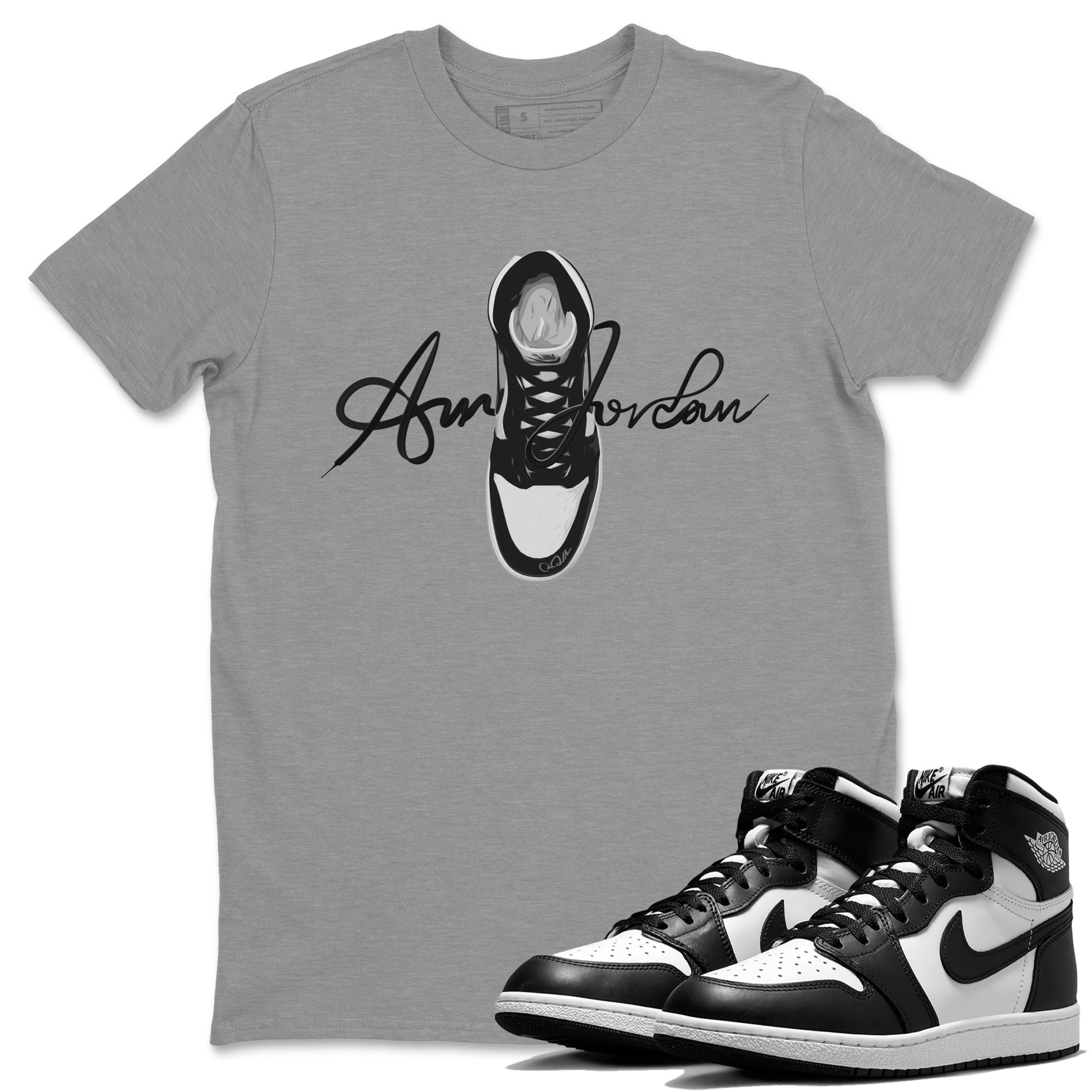 Caligraphy Shoe Lace Unisex Tops - Air Jordan 1 Black White