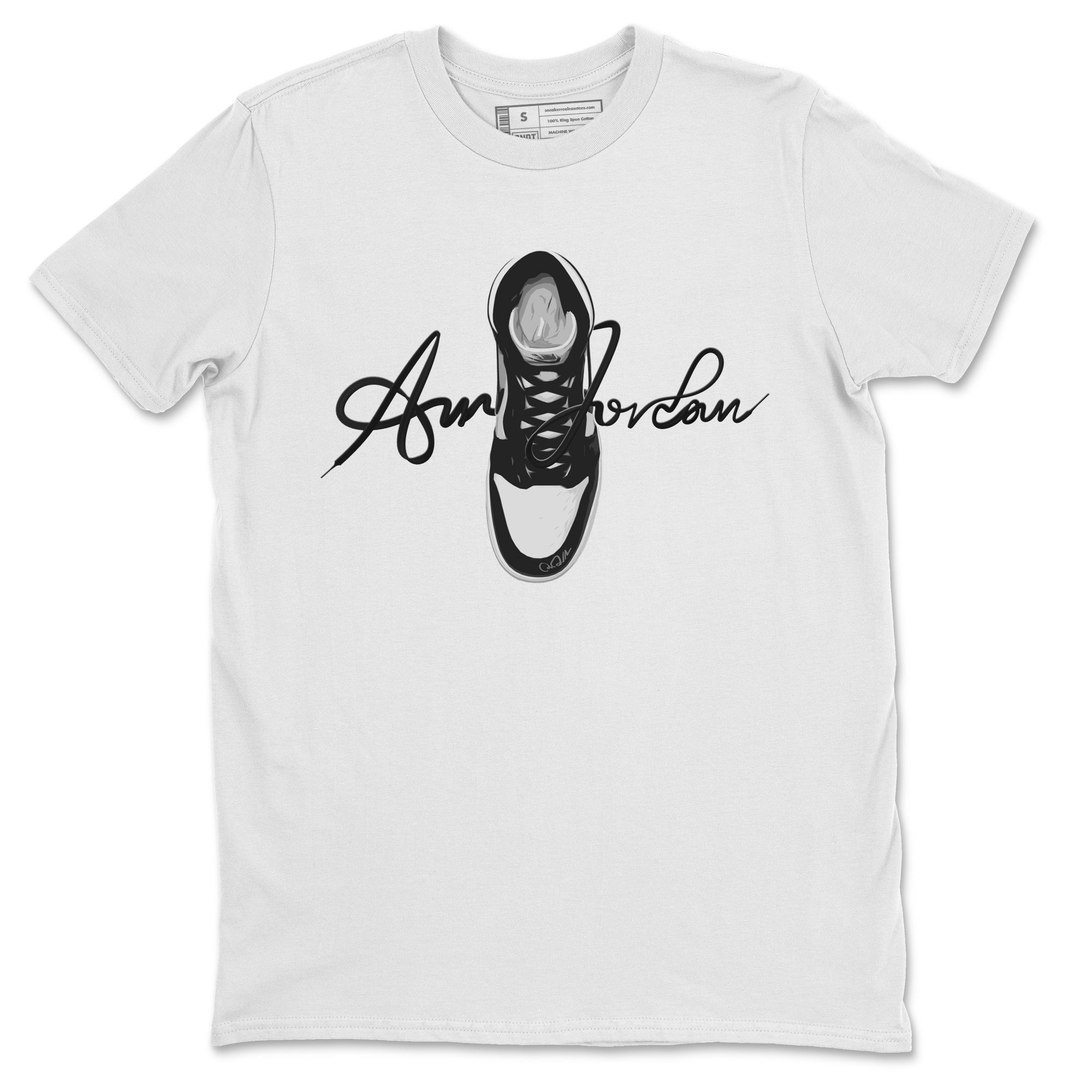 Caligraphy Shoe Lace Unisex Tops - Air Jordan 1 Black White