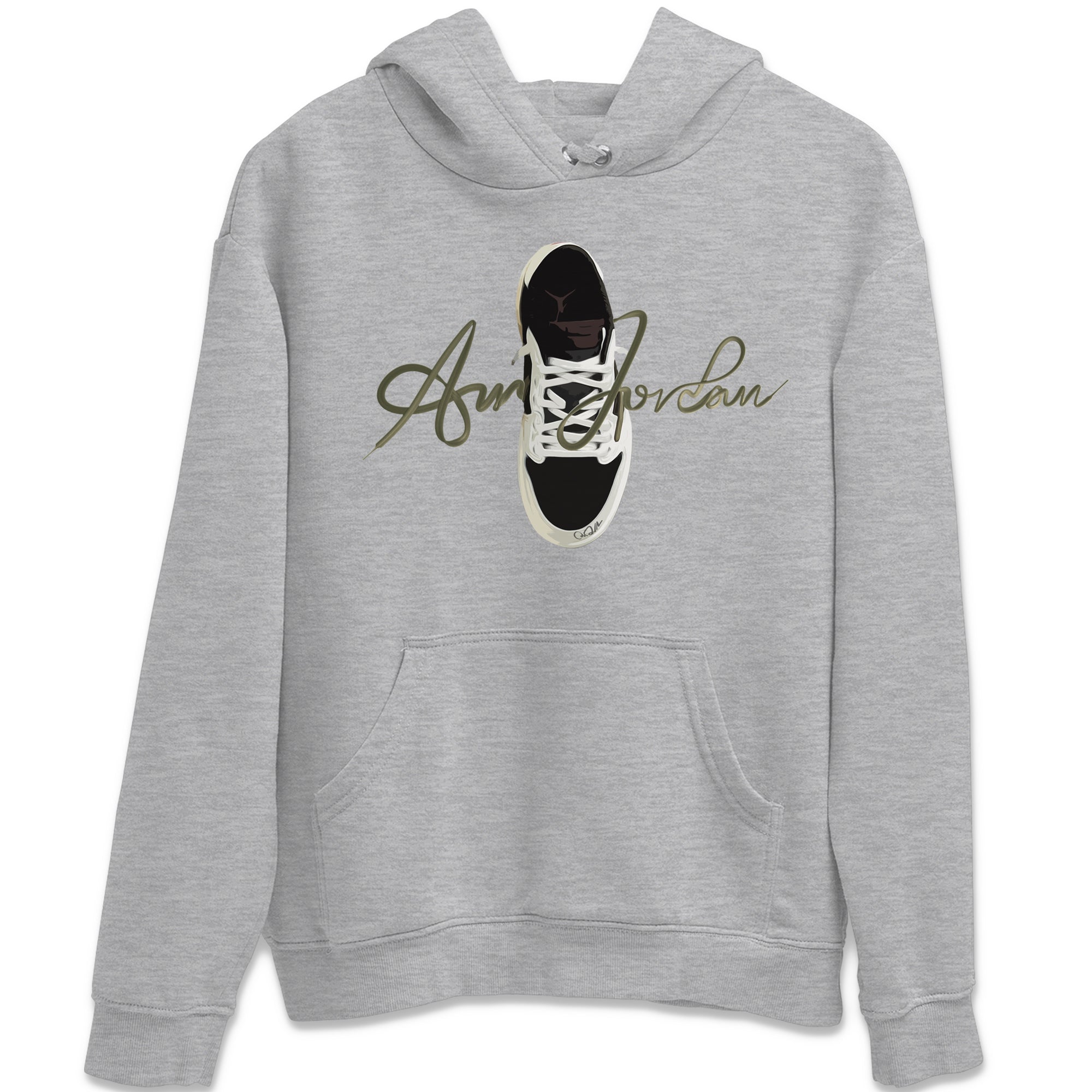 Caligraphy Shoe Lace Unisex Tops - Air Jordan 1 Travis Scott Olive