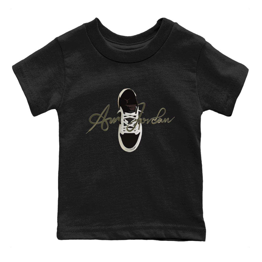 Caligraphy Shoe Lace Kids Tops - Air Jordan 1 Travis Scott Olive