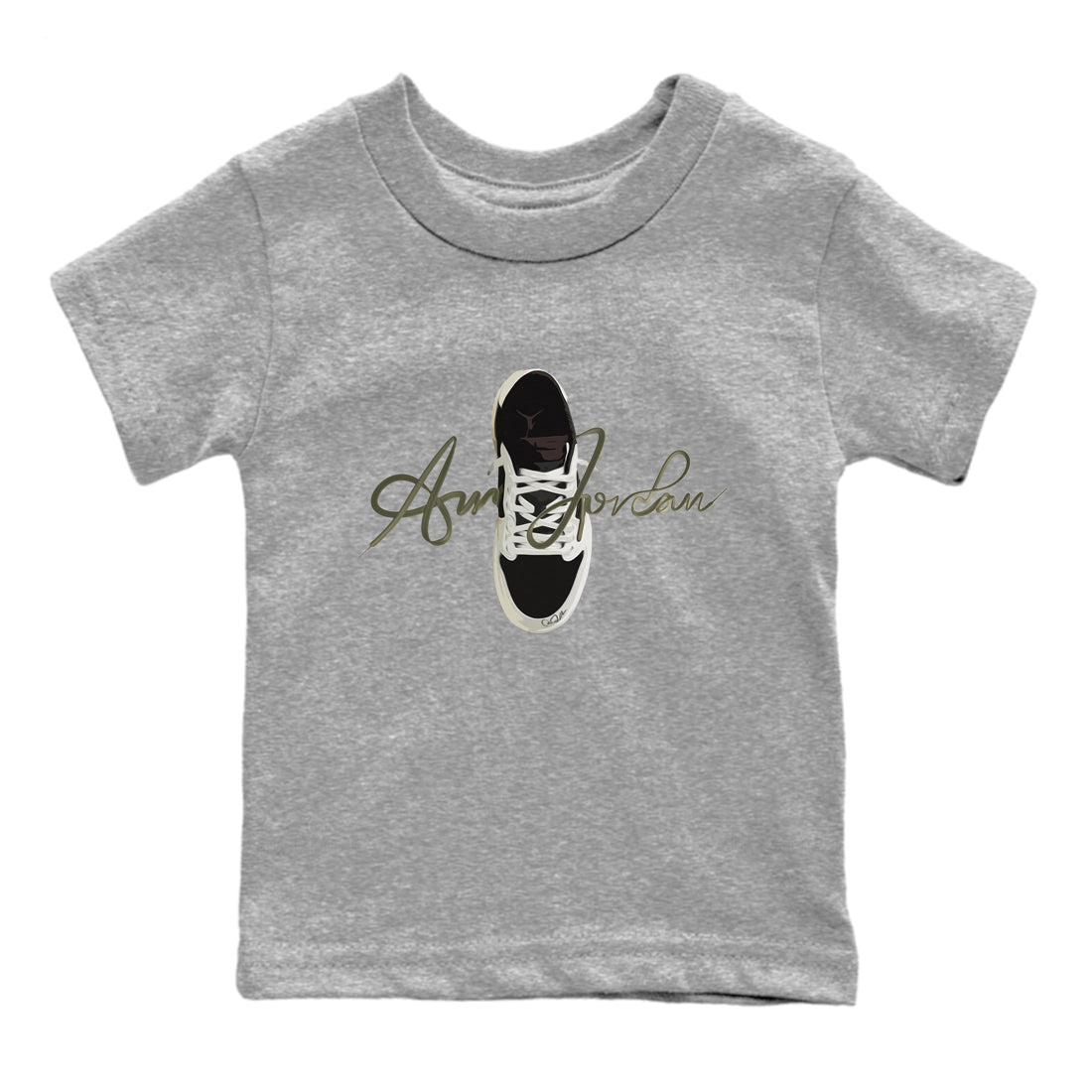 Caligraphy Shoe Lace Kids Tops - Air Jordan 1 Travis Scott Olive